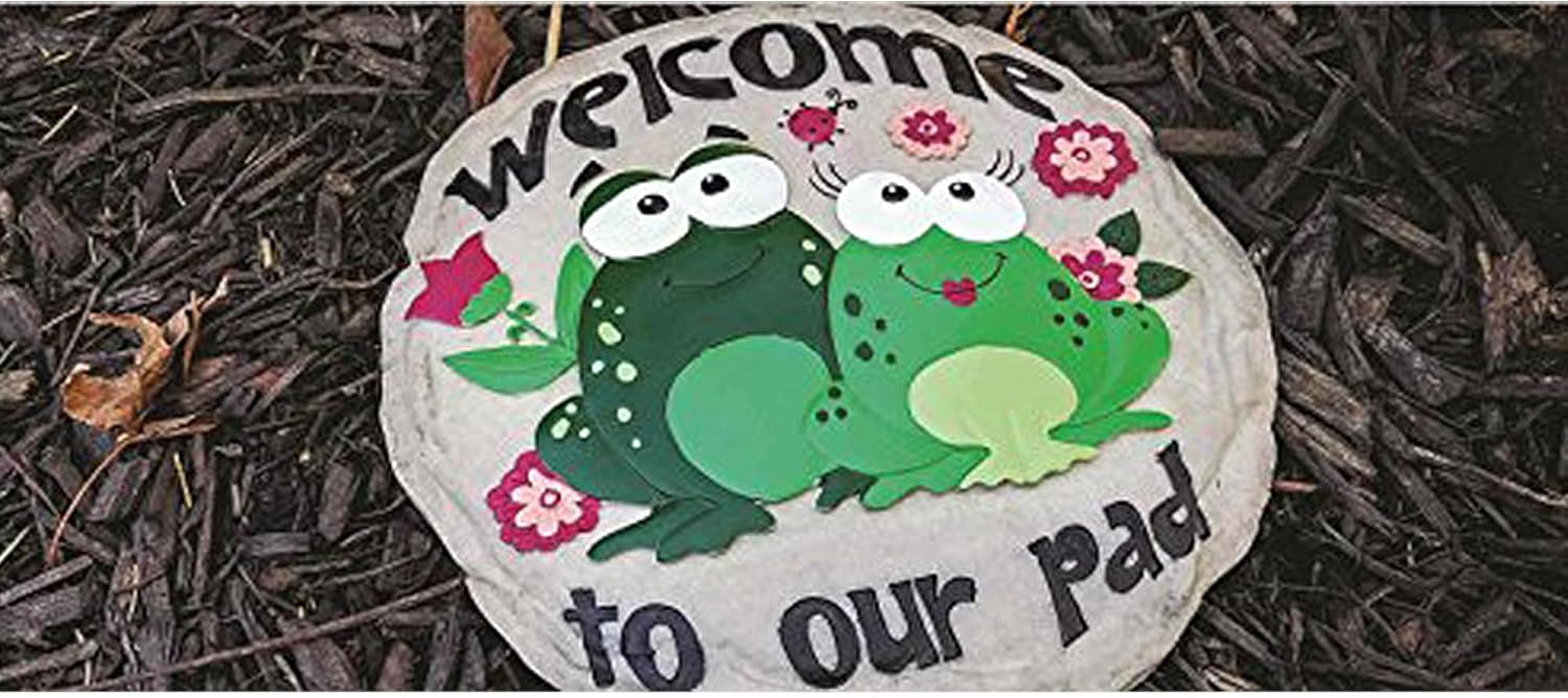Spoontiques - Garden Décor - Welcome to Our Pad Stepping Stone - Decorative Stone for Garden