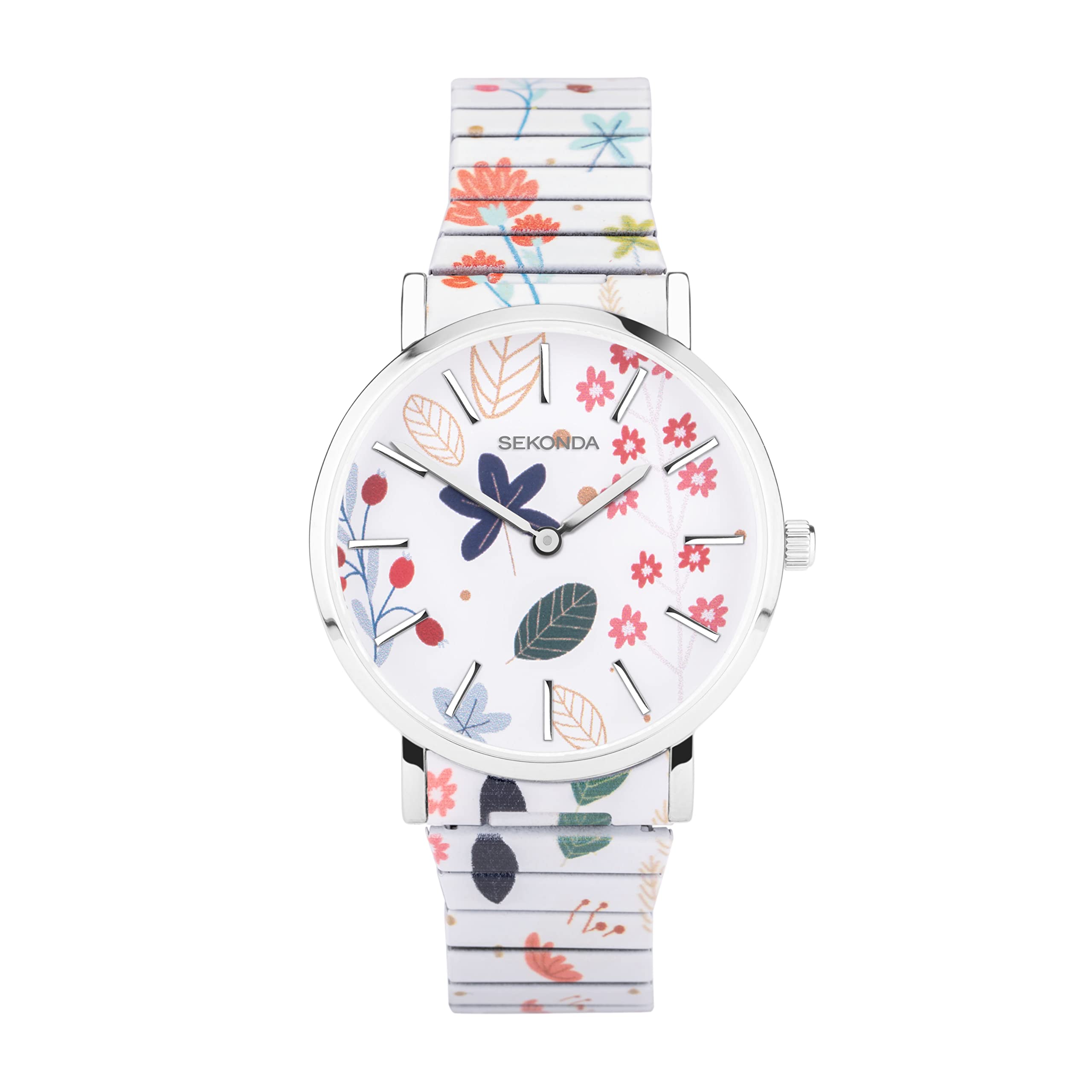 Sekonda Women's Silver Maxima Watch | Alloy Case & Stainless Steel Expander Bracelet With Woodland Dial | 40581