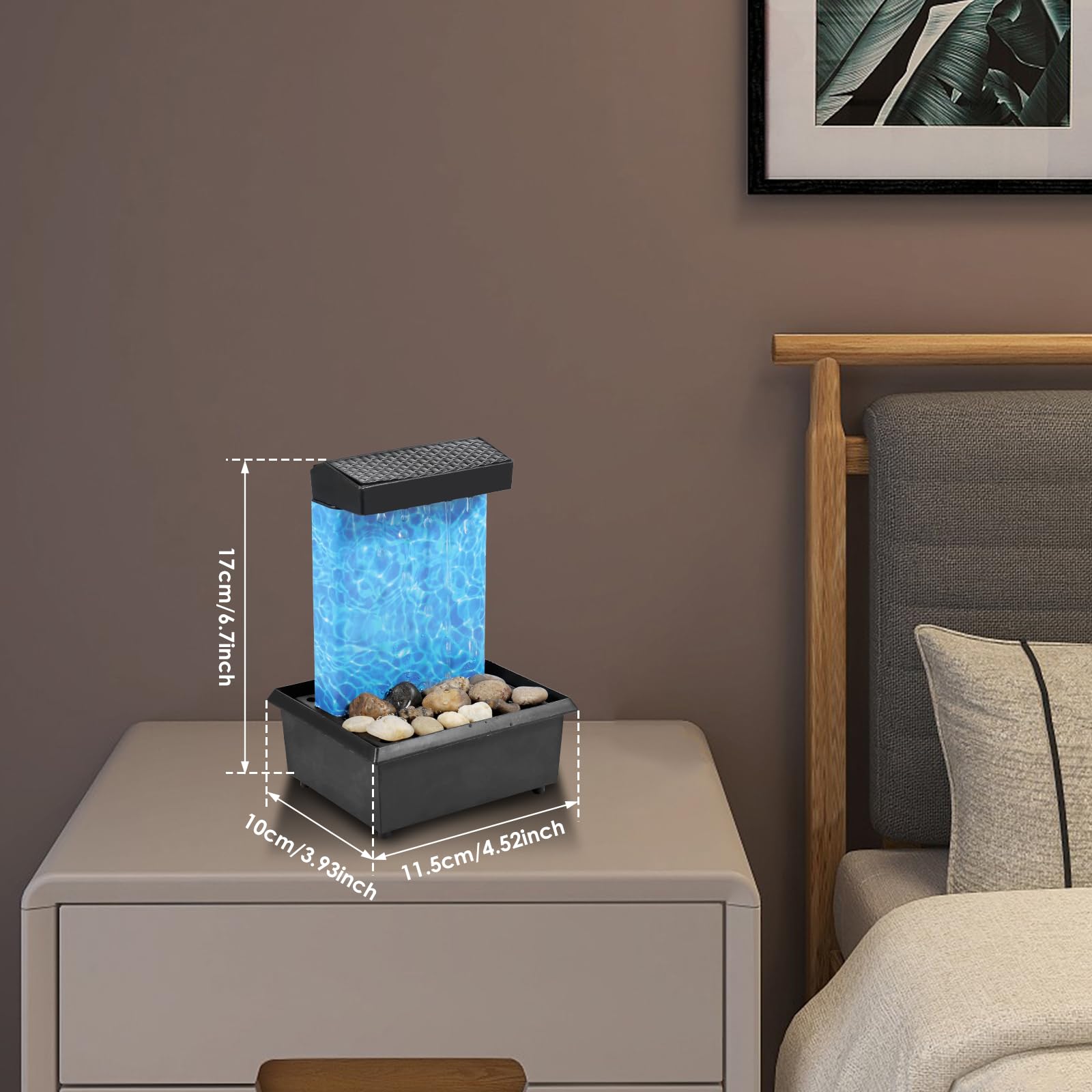 Mini Fontaine De Table Avec Lumière à Piles/USB - Mini Fontaine à Eau D' Intérieur - Fontaine De Méditation Zen - Décoration Sonore - Fontaine De Relaxation Pour Table, Bureau, Maison, Chambre à