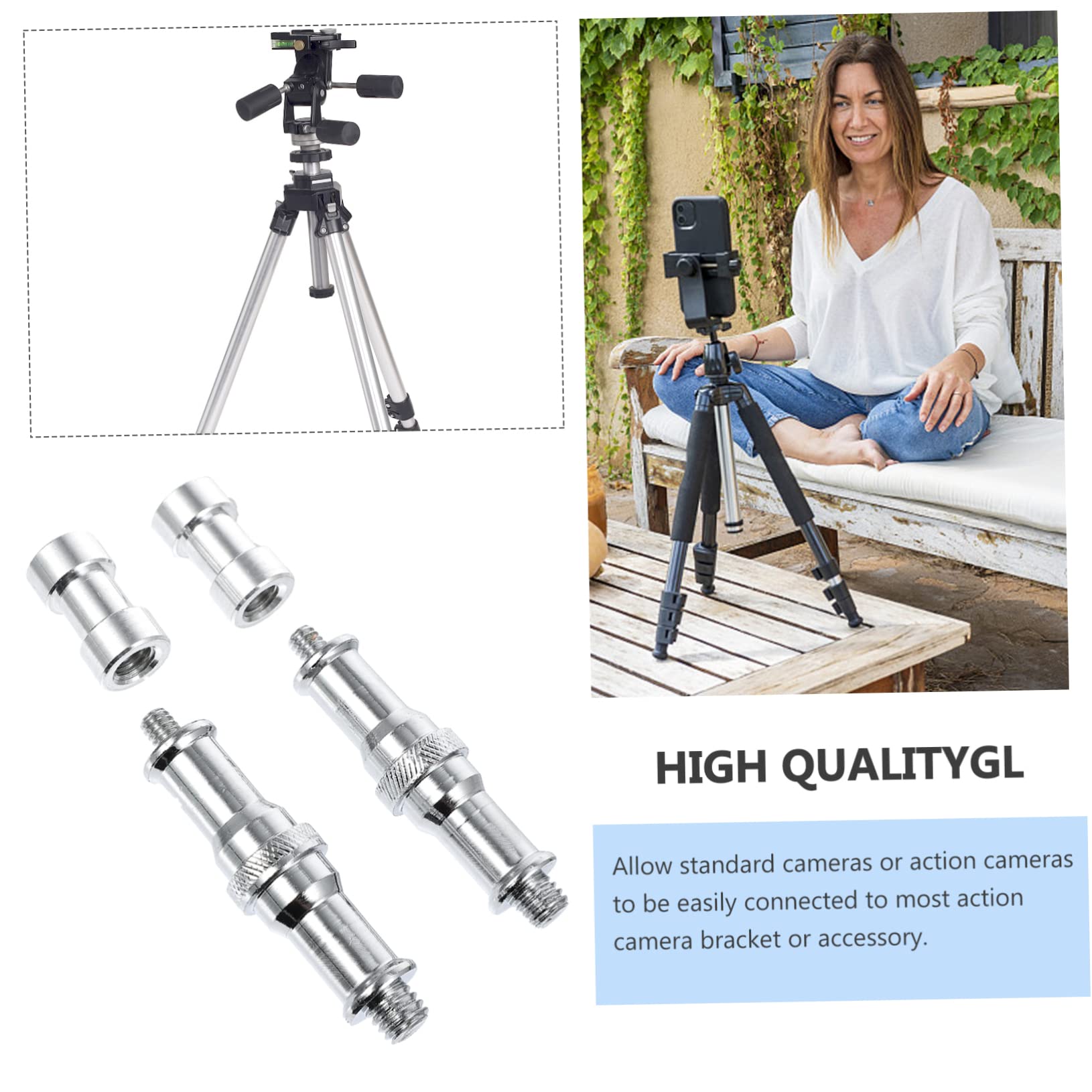 KICHOUSE 3/8 to 1/4 Inch Screw Nut Adapter Set Camera Stand Adapter for Tripod Flashlight Quick Release Skewer
