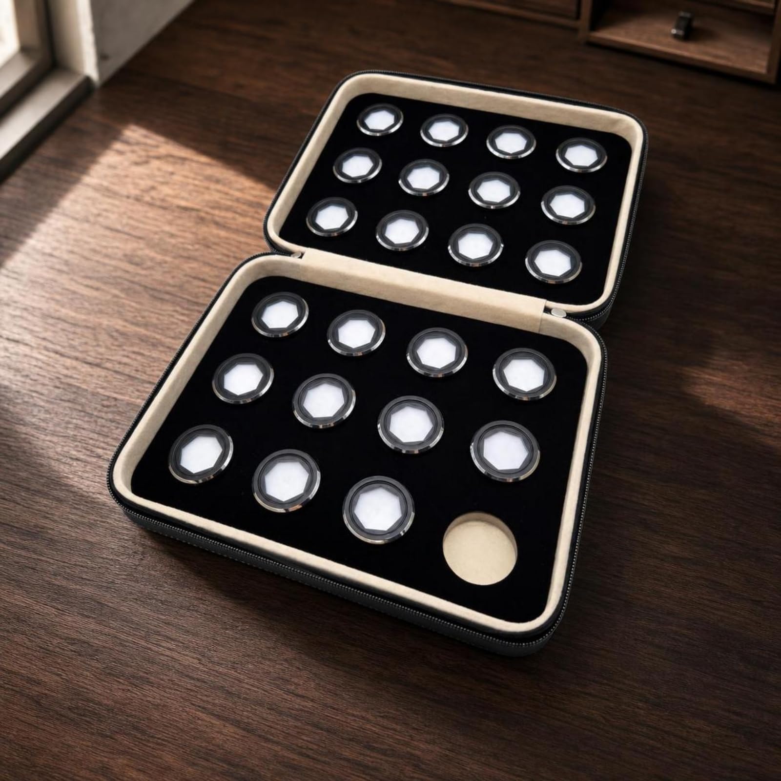 24 Piezas Caja Compartimentos, Negro, Redondo