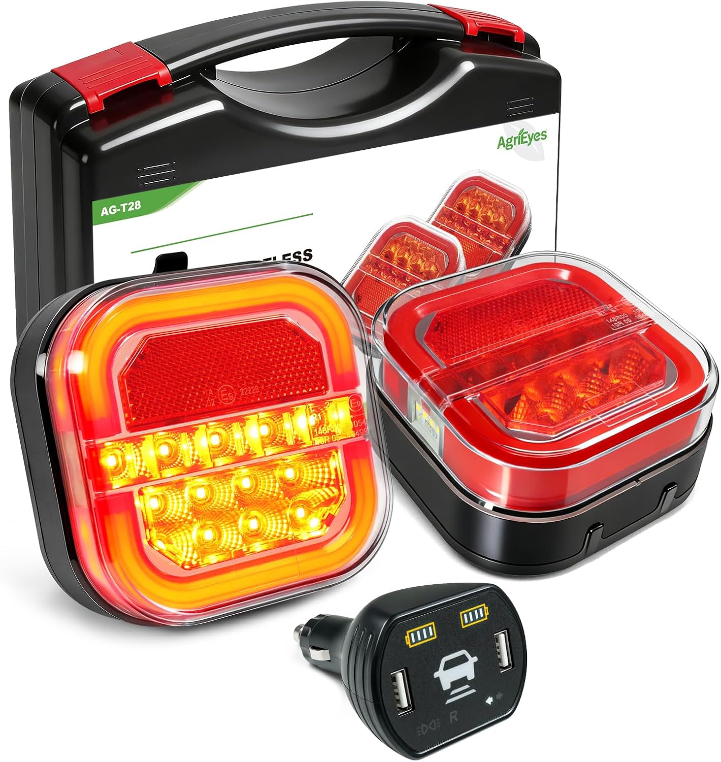 Agrieyes T28C Wireless Trailer Lights w/Receiver, Magnetic Tow Light kit