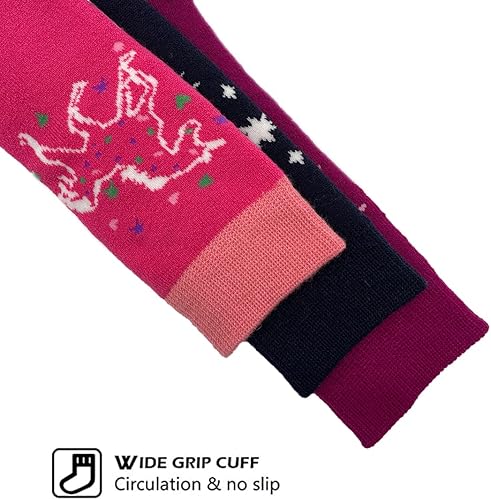 Miniatura 5 de 2 pares de calcetines de nieve de lana merina para niños pequeños sobre la pantorrilla, calcetines de esquí y snowboard