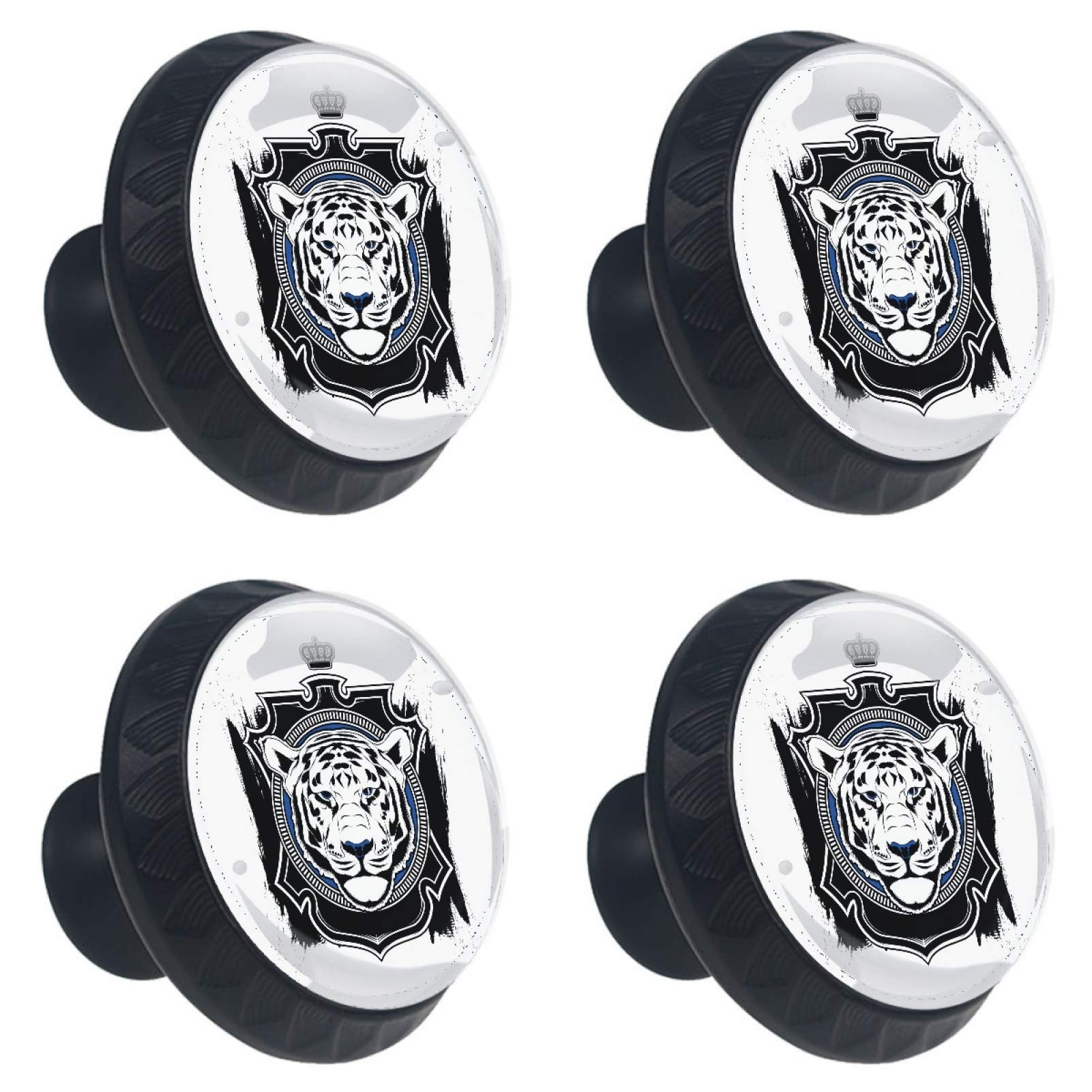 Boutons ronds King Tiger en verre noir de 30 mm de qualité premium