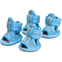 Dog Shoes, Puppy Waterproof Boots Shoes Pet Shoes Solid Color Anti-Skid Rubber Sole Dog Sandals Shoes for Outdoor Dog Sneakers Solid Color for Walking 4Pcs - Yellow 2#