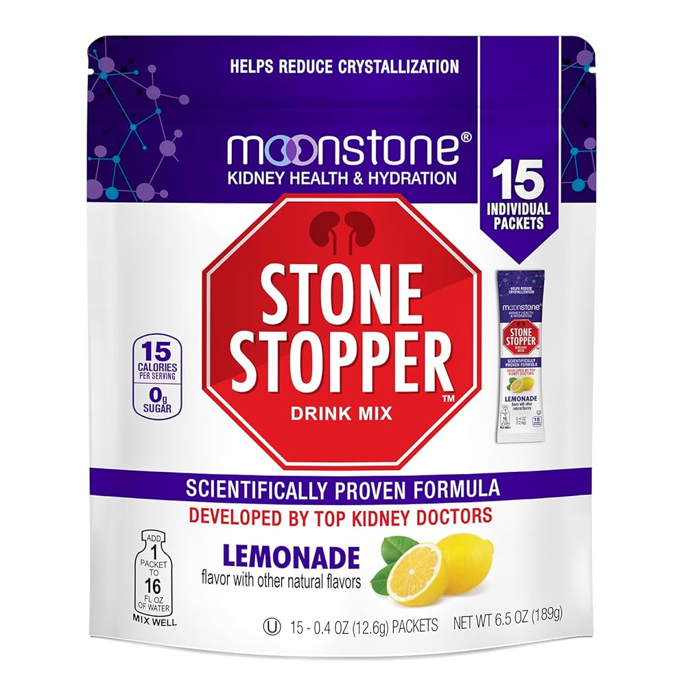 Stone Stopper Drink Mix, Lemonade, Kidney Stone Prevention, Calcium Oxalate Protector, Alkali Citrate Support, Developed by Urologists to Improve Hydration and Support Kidney Health, 30 Day Supply