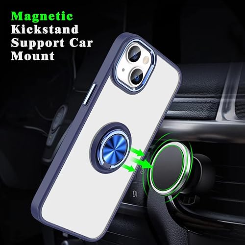 Miniatura 6 de aowner Funda transparente para iPhone 14 Pro con soporte de anillo, soporte magnético de 360 giratorio para automóvil, bordes galvanizados que no se