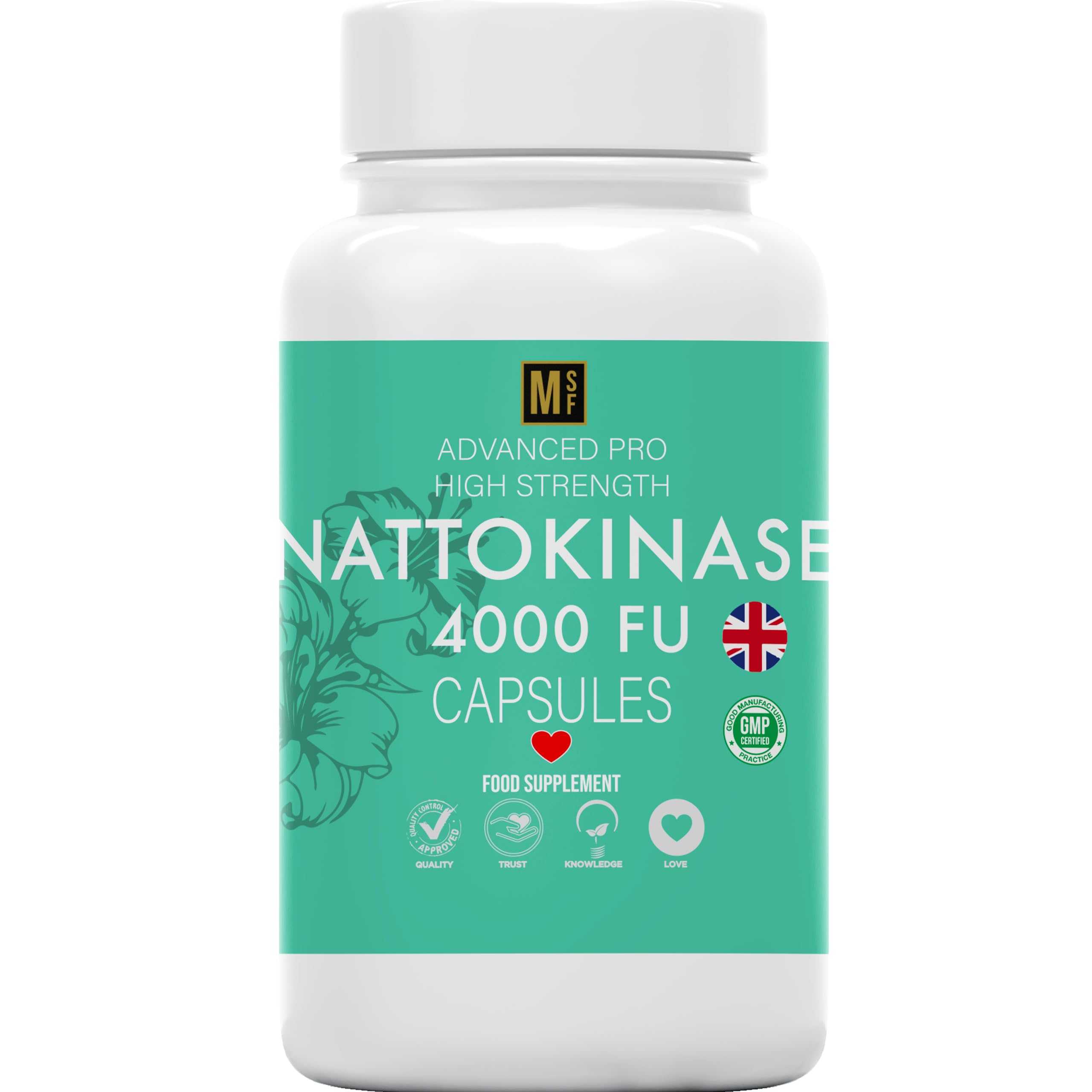 Nattokinase 120 Capsules | 4000FU | High Strength Japanese Natto | Heart Health & Circulation, Vegan, No Fillers, No Binders Non GMO Digestive Enzymes