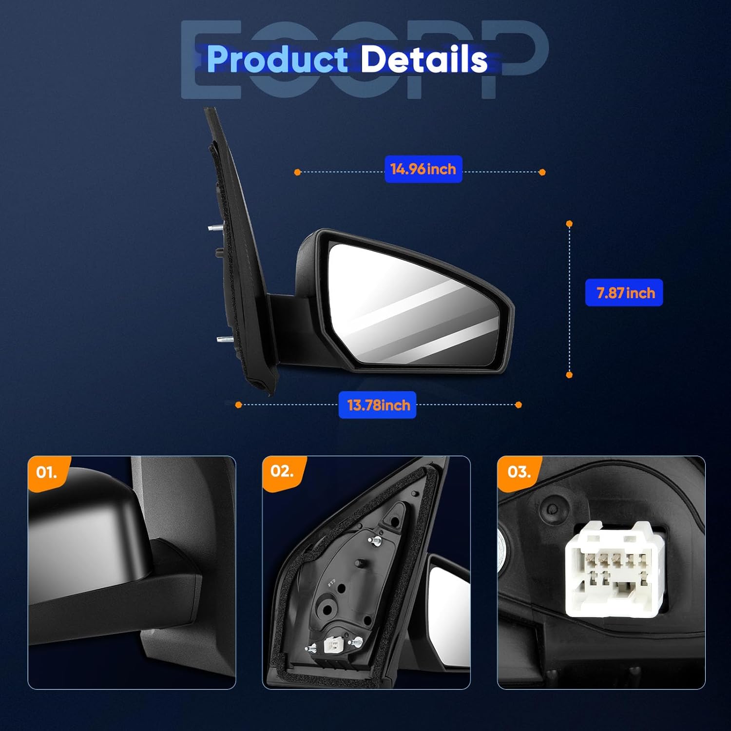 ECCPP Passenger Side Power Door Mirror for 2007-2012 Sentra Exterior Mirror Power Adjustment Non-Heated Non-Folding Black Textured Outside Rear View NI1321167