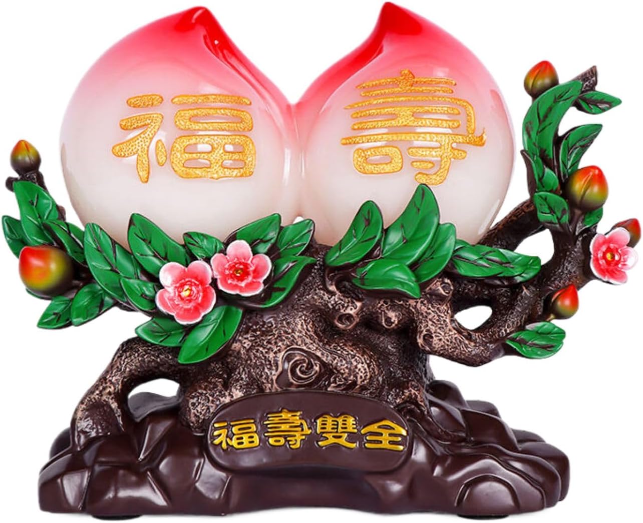 寿桃摆件 Feng Shui Figurine Home Office Decor Chinese Gifts 祝寿礼品送爸爸妈妈父母亲长辈60八十80大寿老人生日礼物 9299