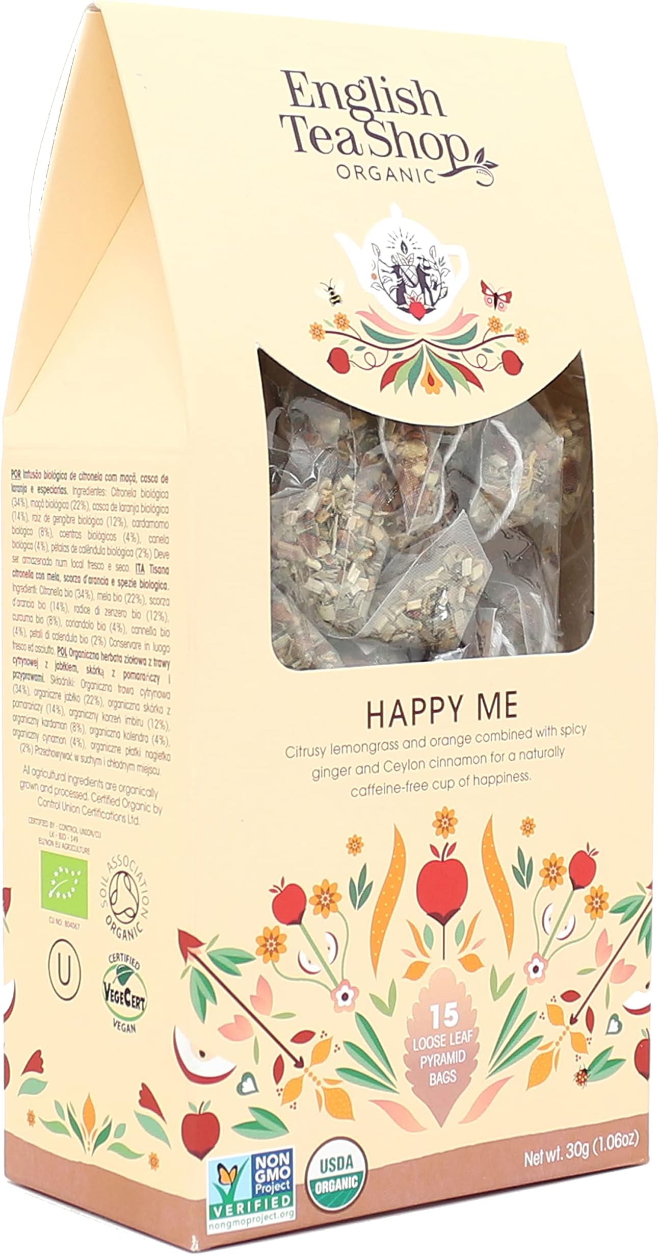 Organic Happy Me Loose Leaf - 15 Loose leaf pyramid tea bags
