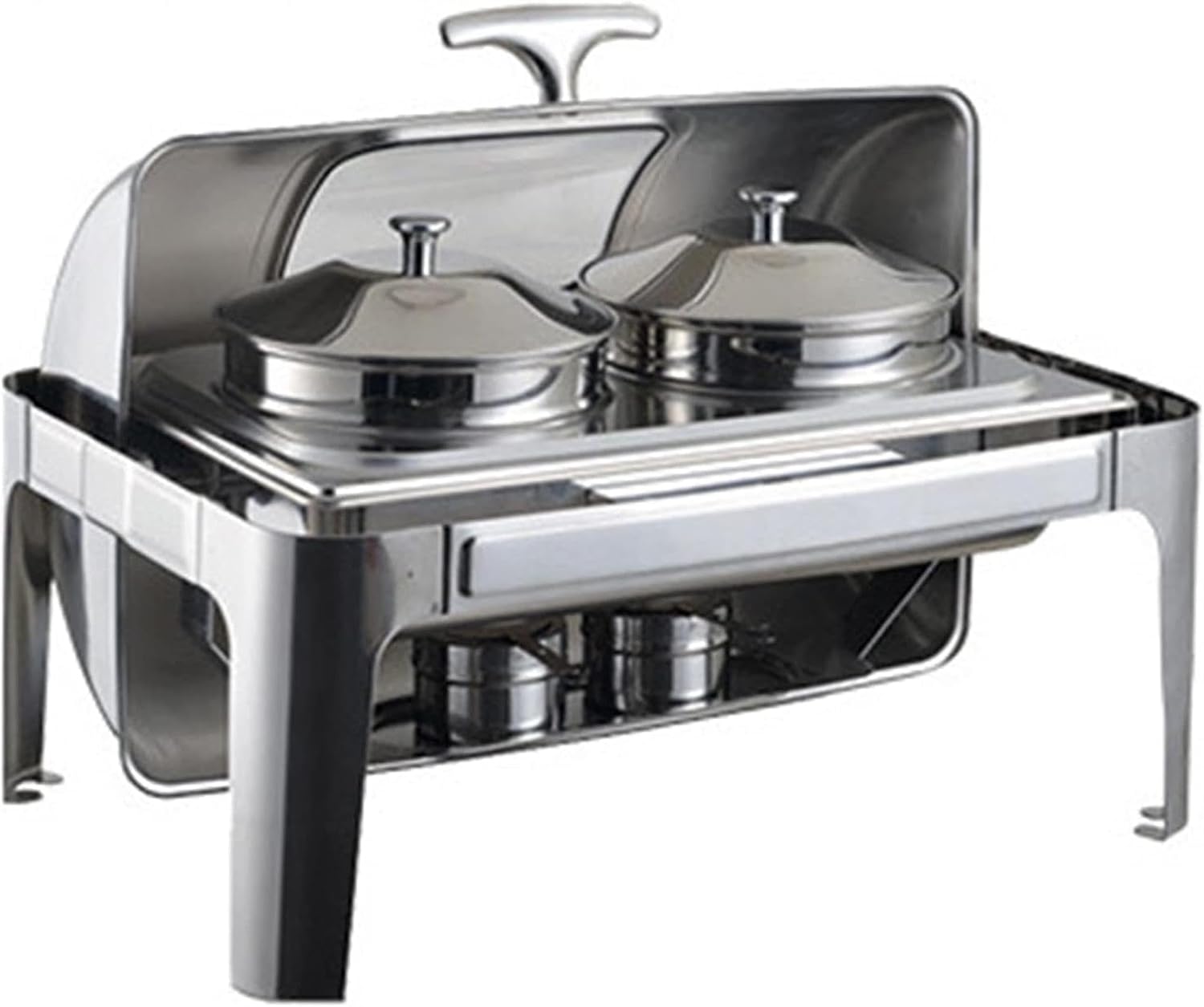Food Heating Buffet Server - Stainless Steel Buffet Hot Plate, Table Buffet Heater, Server with Lid, Food Heater for Party Buffet, Solid Steel Lid,Visible Lid - Triple-9L