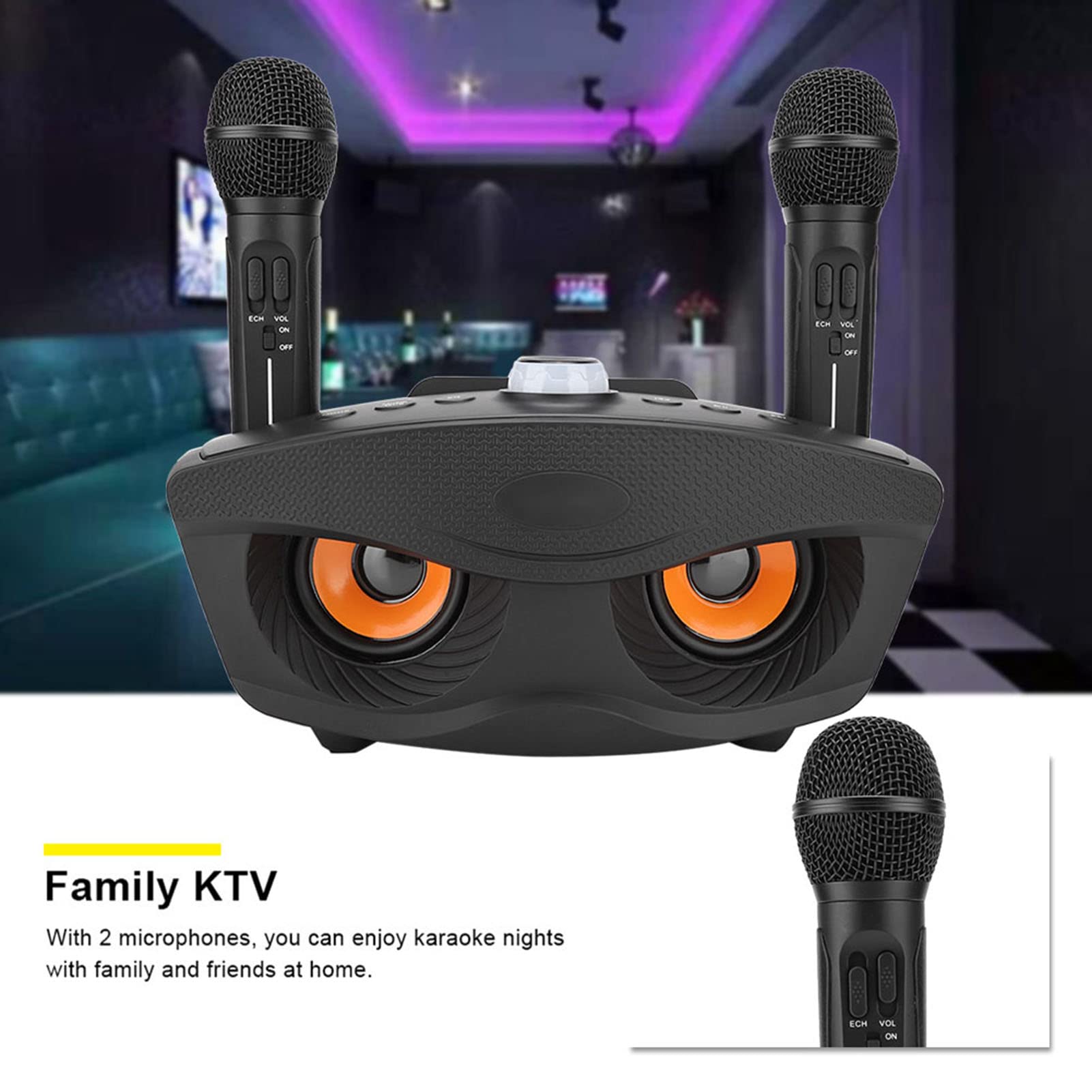 Karaoke-machine, Draagbare Bluetooth-luidspreker met 2 Draadloze Microfoons, Bluetooth-karaoke-luidspreker voor Volwassenen, Kinderen, Karaoke-machine voor Meisjes, Jongens