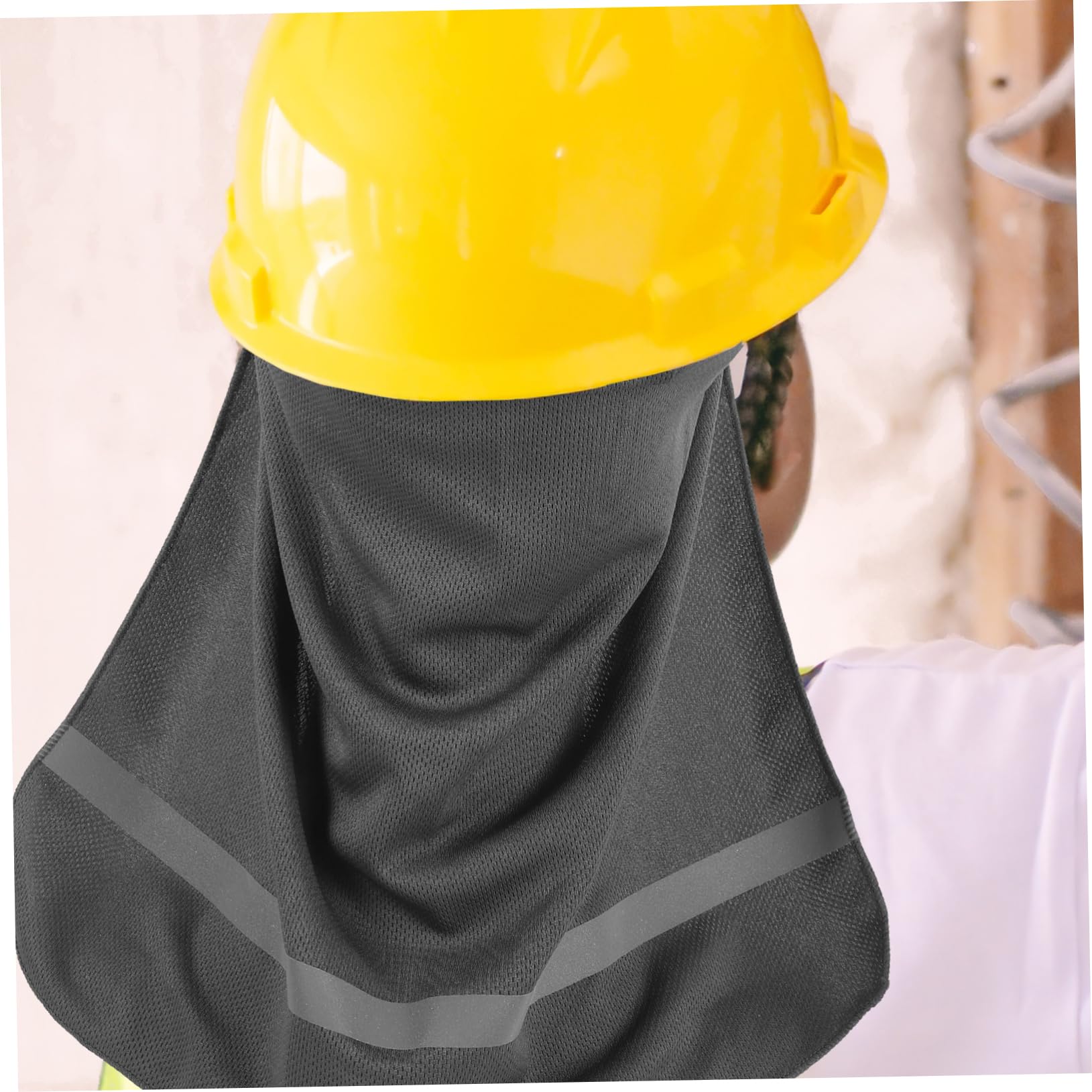Operitacx Sonnenhut Schutzhelm Sonnennackenschutz Visier Bands Kühlendes Stirnband Hutkrempe Nackenschirm BAU Hut Abdeckung Helmkrempe Schatten Stoff Dark Grey