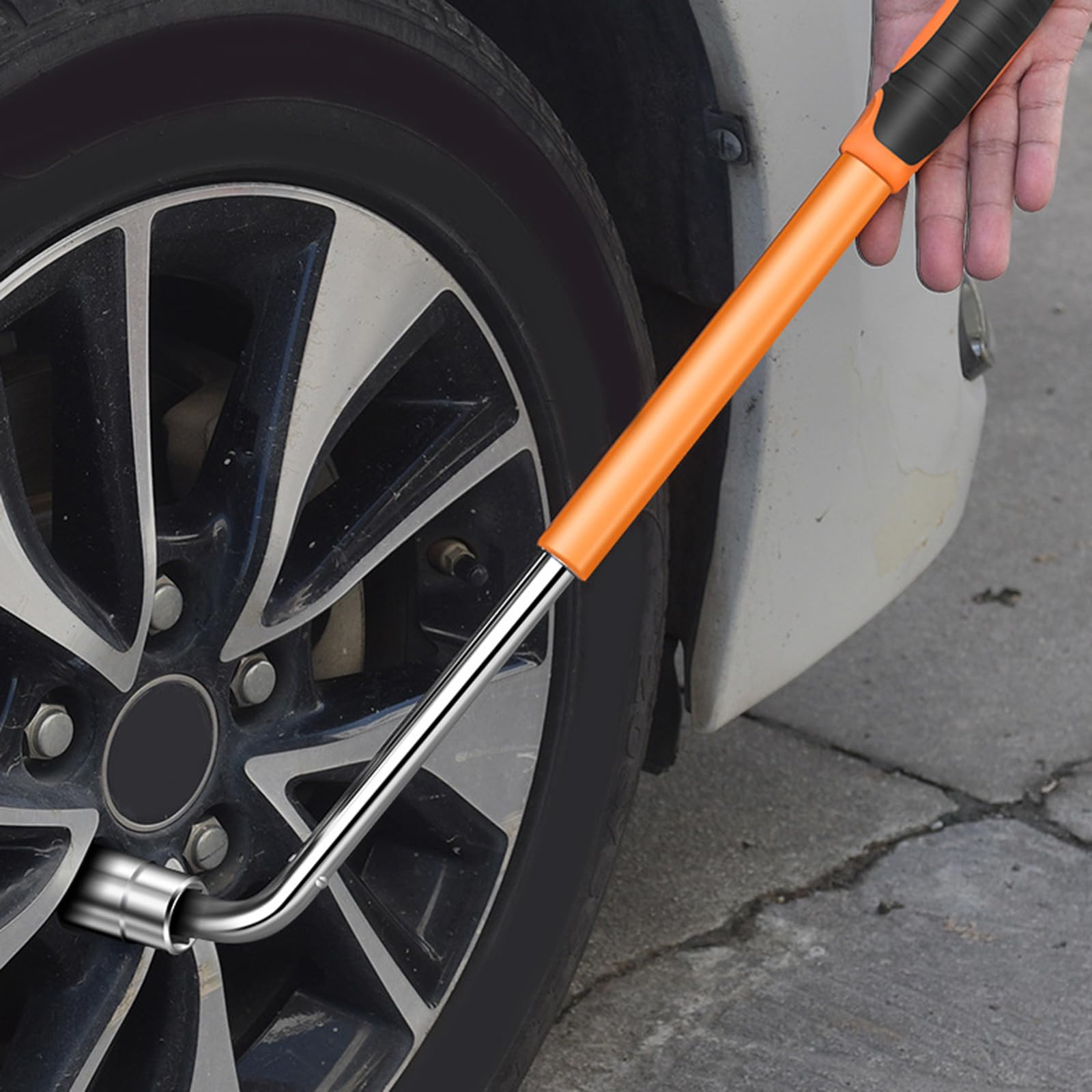 Jeu de clés télescopiques pour roue avec poignée en caoutchouc Prise en main confortable Comprend une douille de 17 mm à 23 mm pour l'entretien automobile