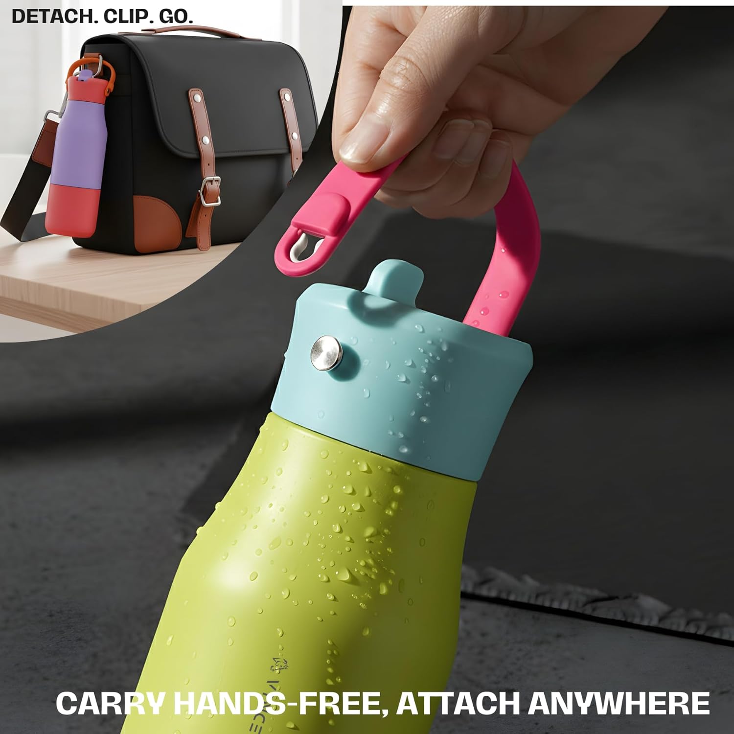 23oz Insulated Water Bottle for Sports: VINCEPLUS Stainless Steel Bottle with Straw Lid - Leak Proof, Cold for 24 Hours, Fits Car Cup Holder, BPA-Free for Travel Gym (Green,23oz)