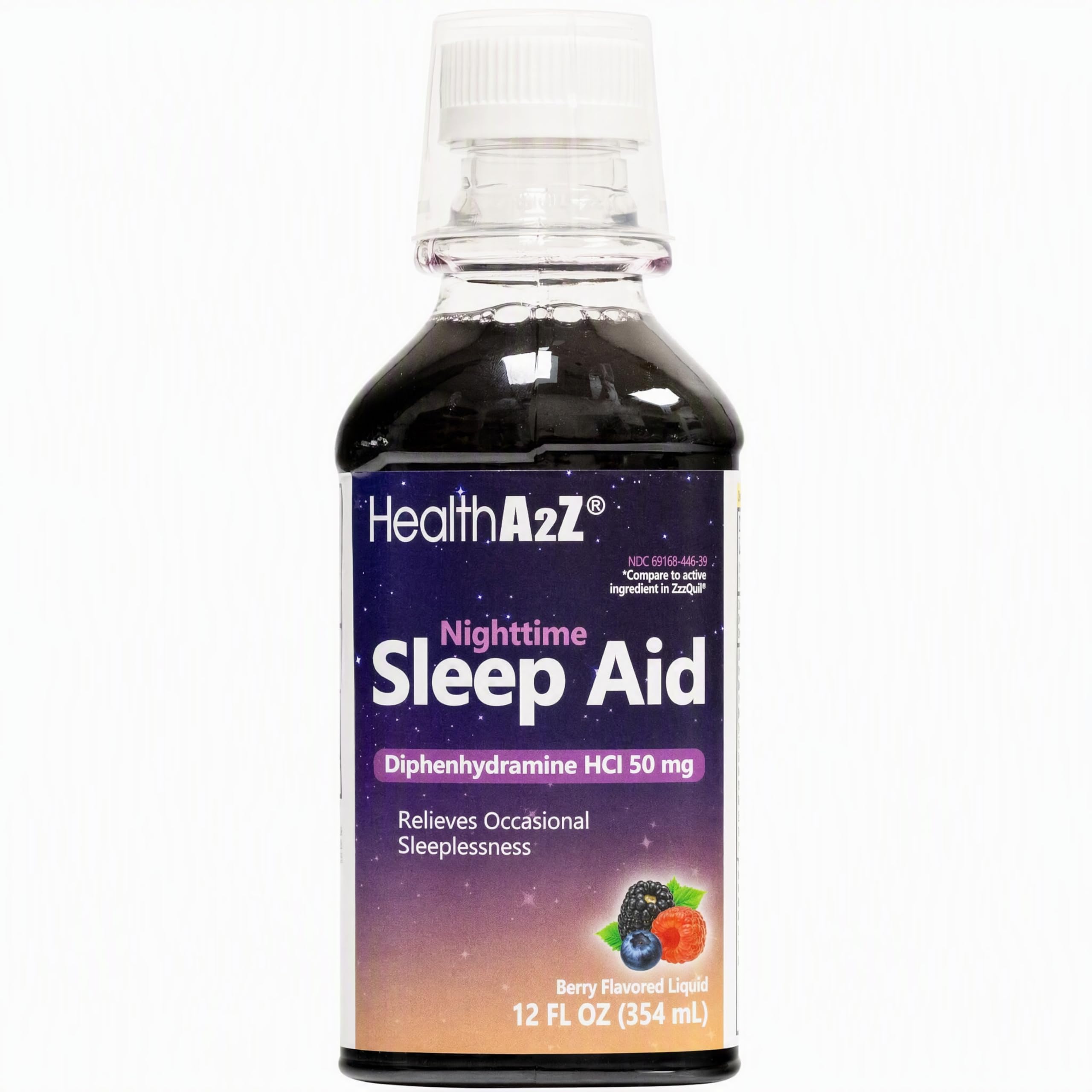 HealthA2Z® Nighttime Sleep Aid, Diphenhydramine HCl 50mg,12 Fl Oz