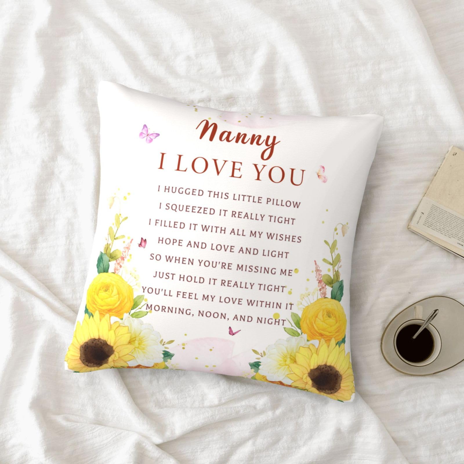 Nanny Gifts for Grandma, Birthday Gifts for Nanny from Grandchildren, Best Nanny Ever Gifts, Nanny Birthday Gifts, Grandma Gifts for Nannie from Grandkids Throw Pillow Cover 18X18 Inches