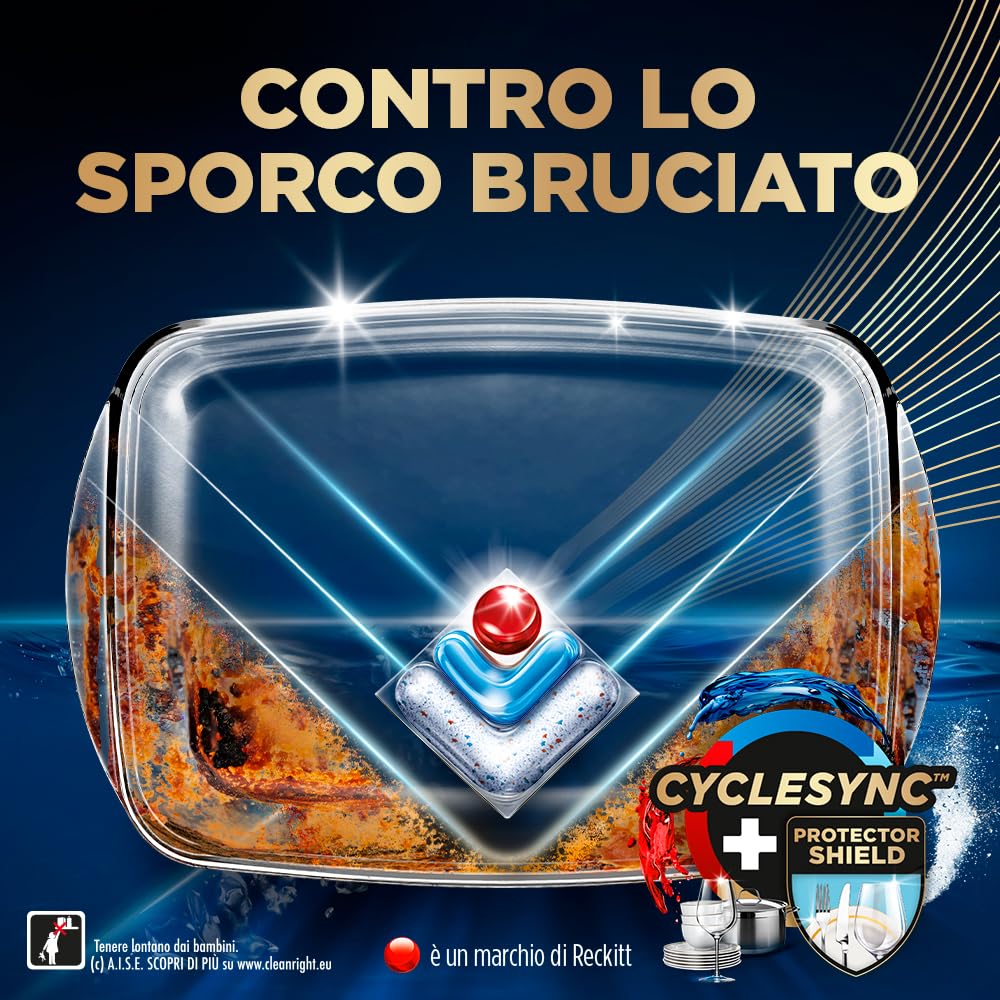 Finish Ultimate PLUS Infinity Shine Pastiglie Lavastoviglie al Limone, 105 Capsule con Scudo Protettivo contro lo Sporco e i Residui Incrostati