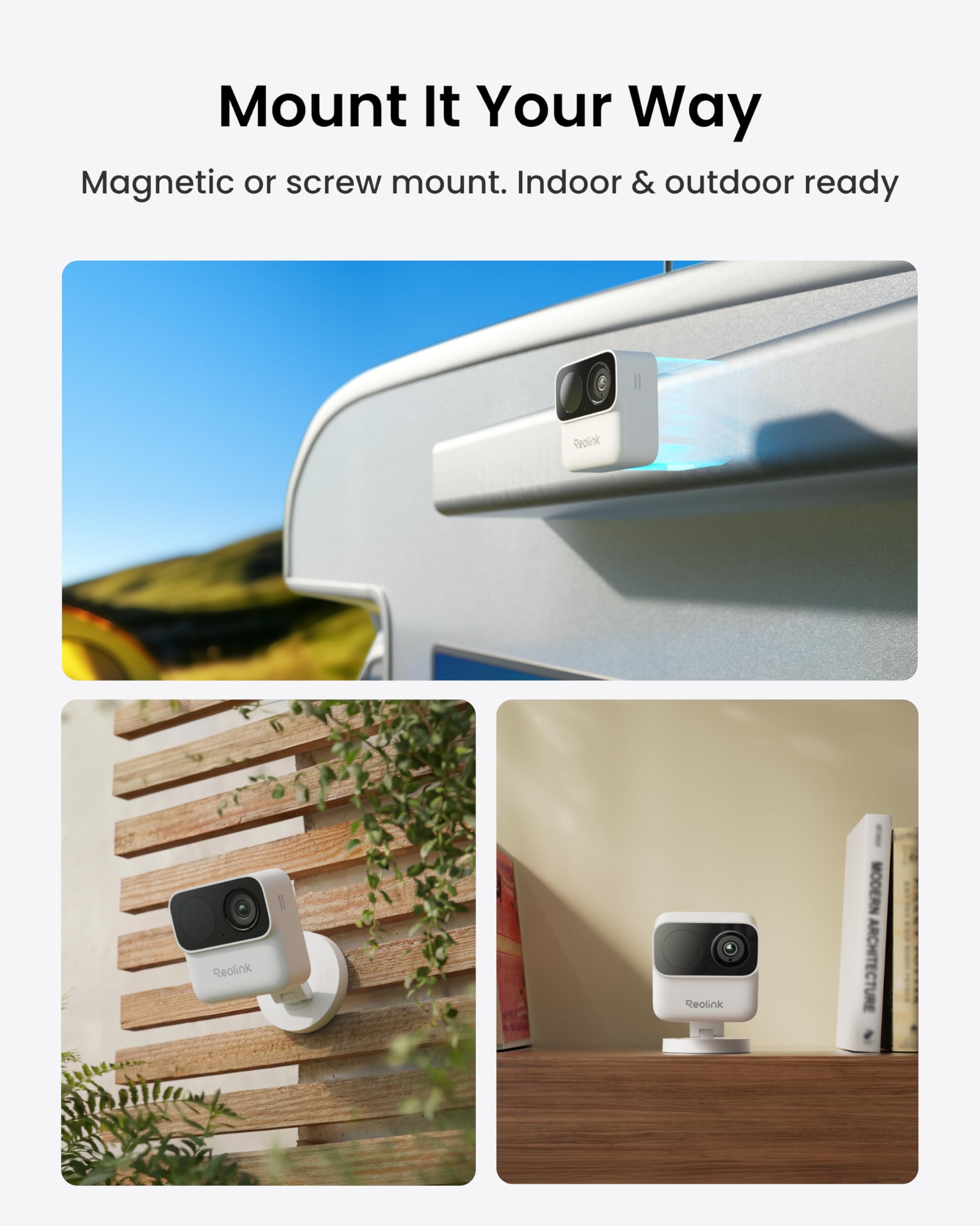 Reolink Video Doorbell Akku + Argus MagiCam | 2K Kabellose Video-Türklingel mit Paket-Erkennung und magnetische WLAN Sicherheitskamera mit KI-Erkennung und IR Nachtsicht