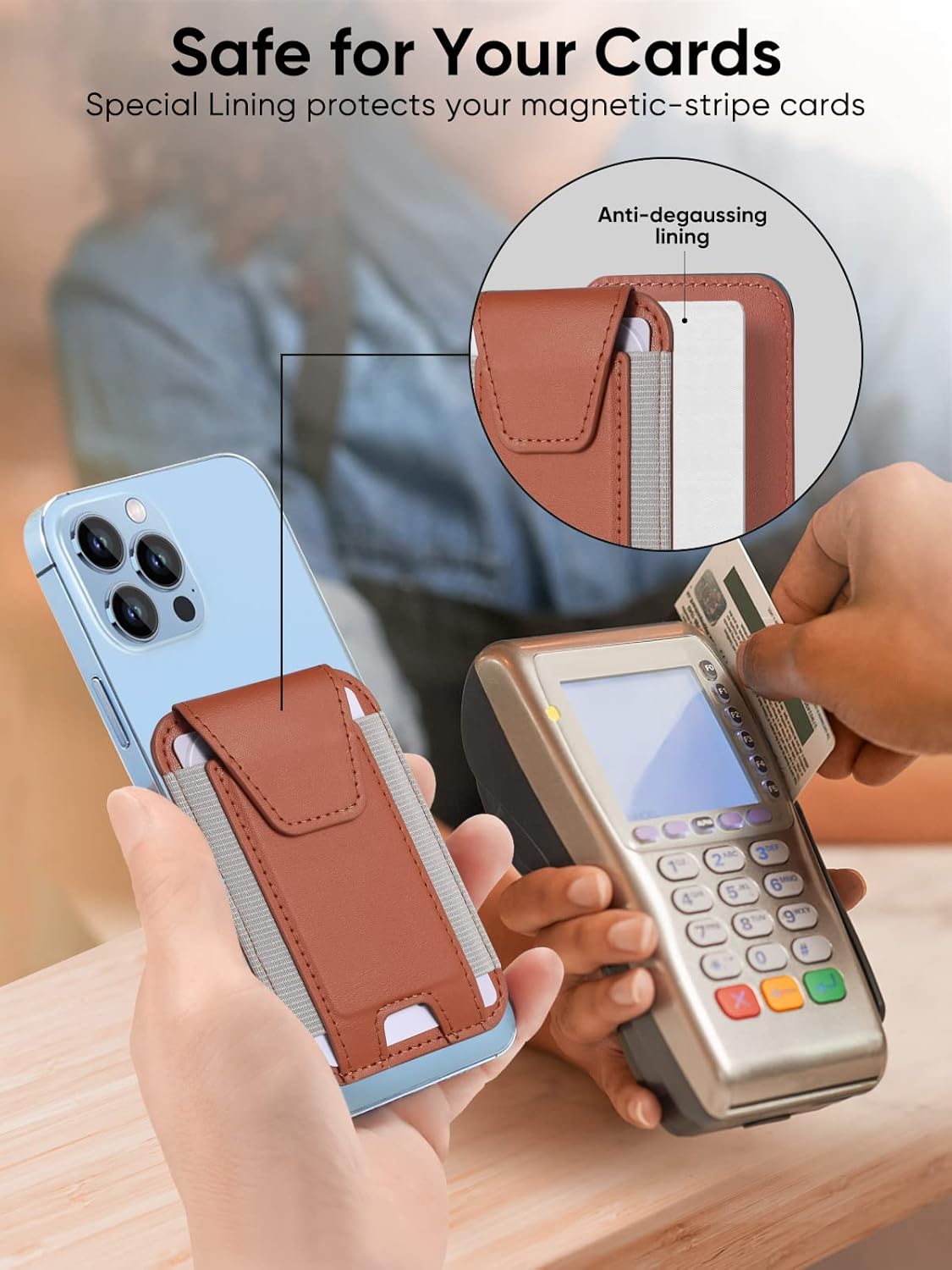 Miroddi for MagSafe Wallet with Privacy Flap, Strongest Magnetic Card Holder for iPhone 17/16/15/14/13/12 Series, Leather Magnetic Phone Wallet, Fit 7 Cards, RFID Blocking, No More Falling, Brown