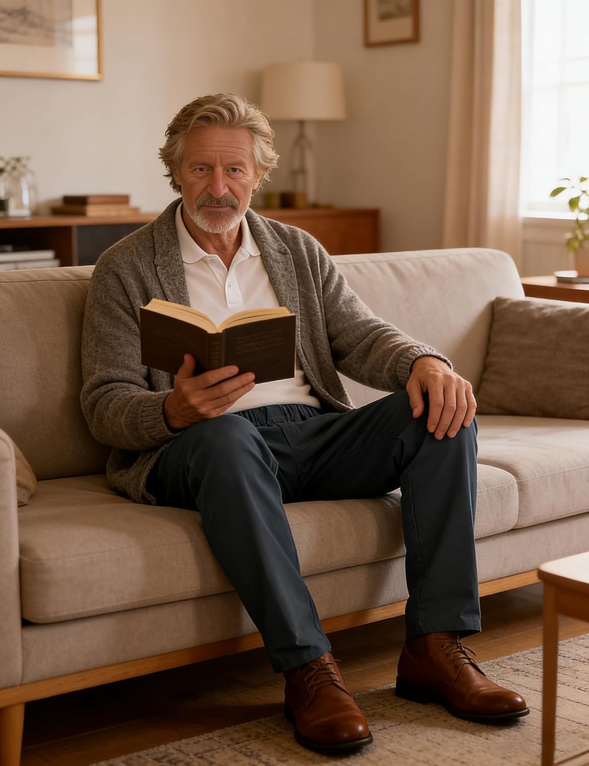 Soojun Men's Cotton Relaxed Fit Full Elastic Waist Twill Pants - Image 8