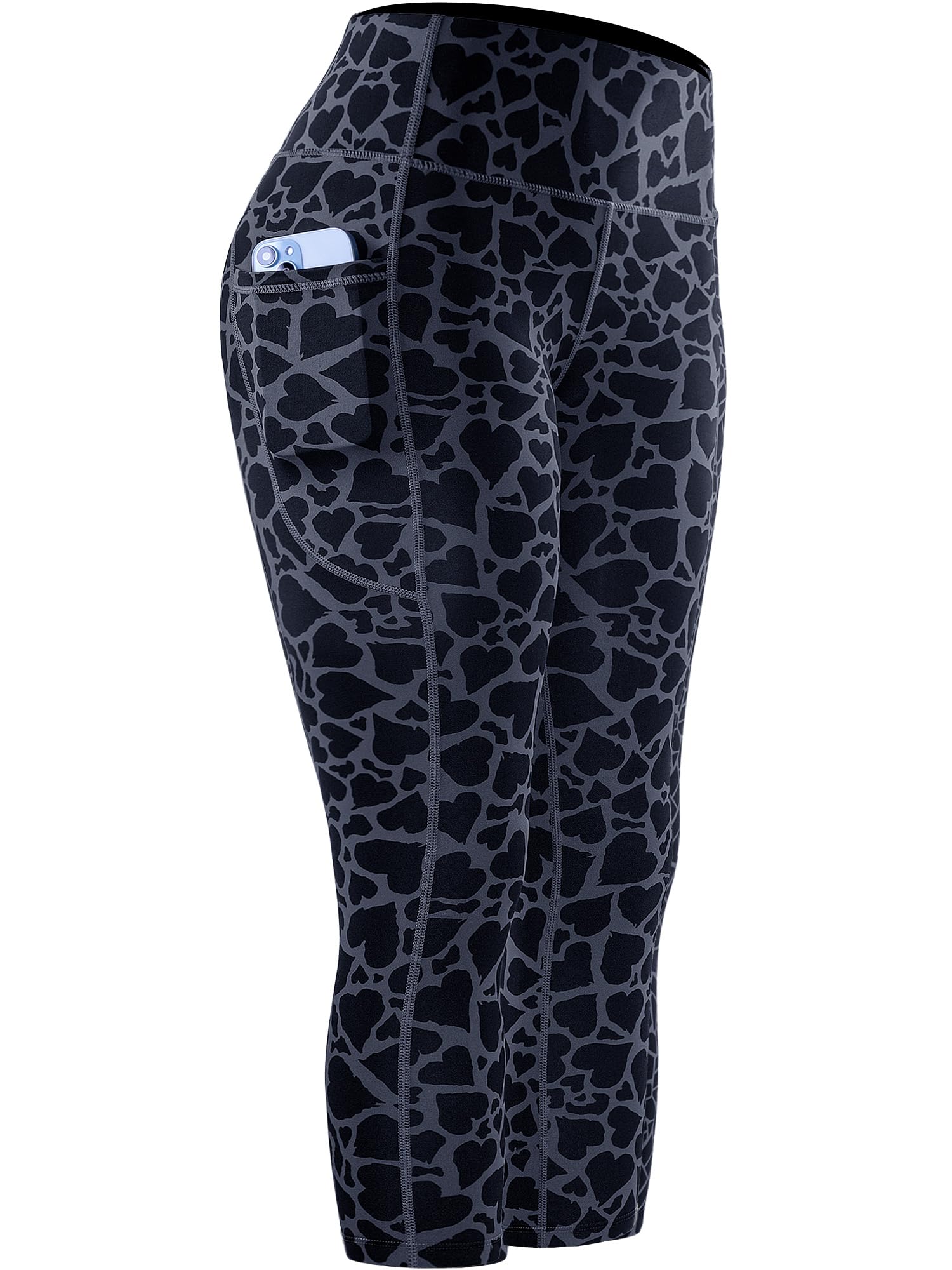 CADMUS High Waisted Workout Legging Capri for Women Athletic Yoga Pants with Two Side Pockets