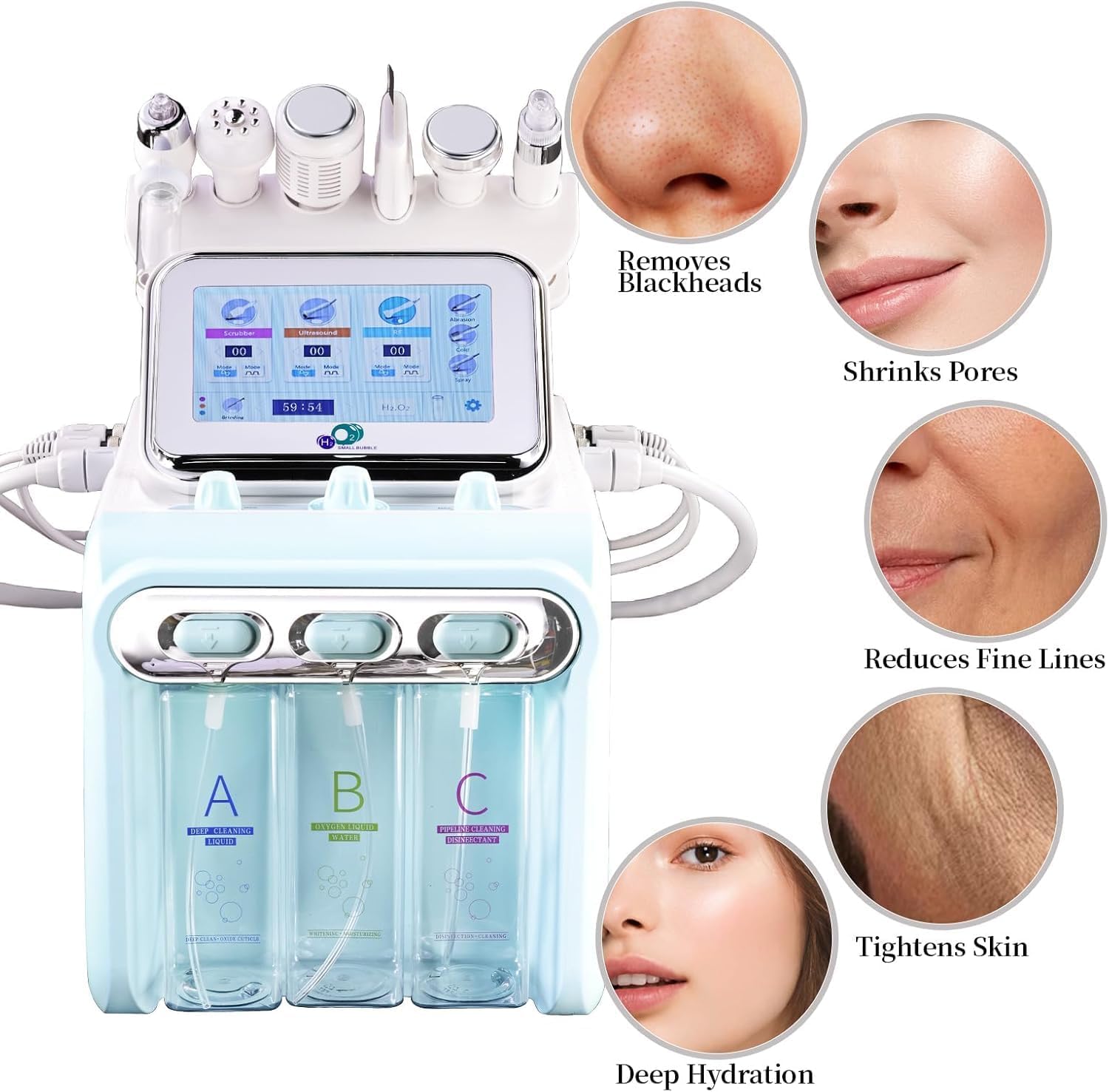 7 in 1 Facial Care Machine - Multifunctional Face Device with Vacuum Jet, Hydration Exfoliation and Deep Pore Cleaning for Home and Beauty Salon Use