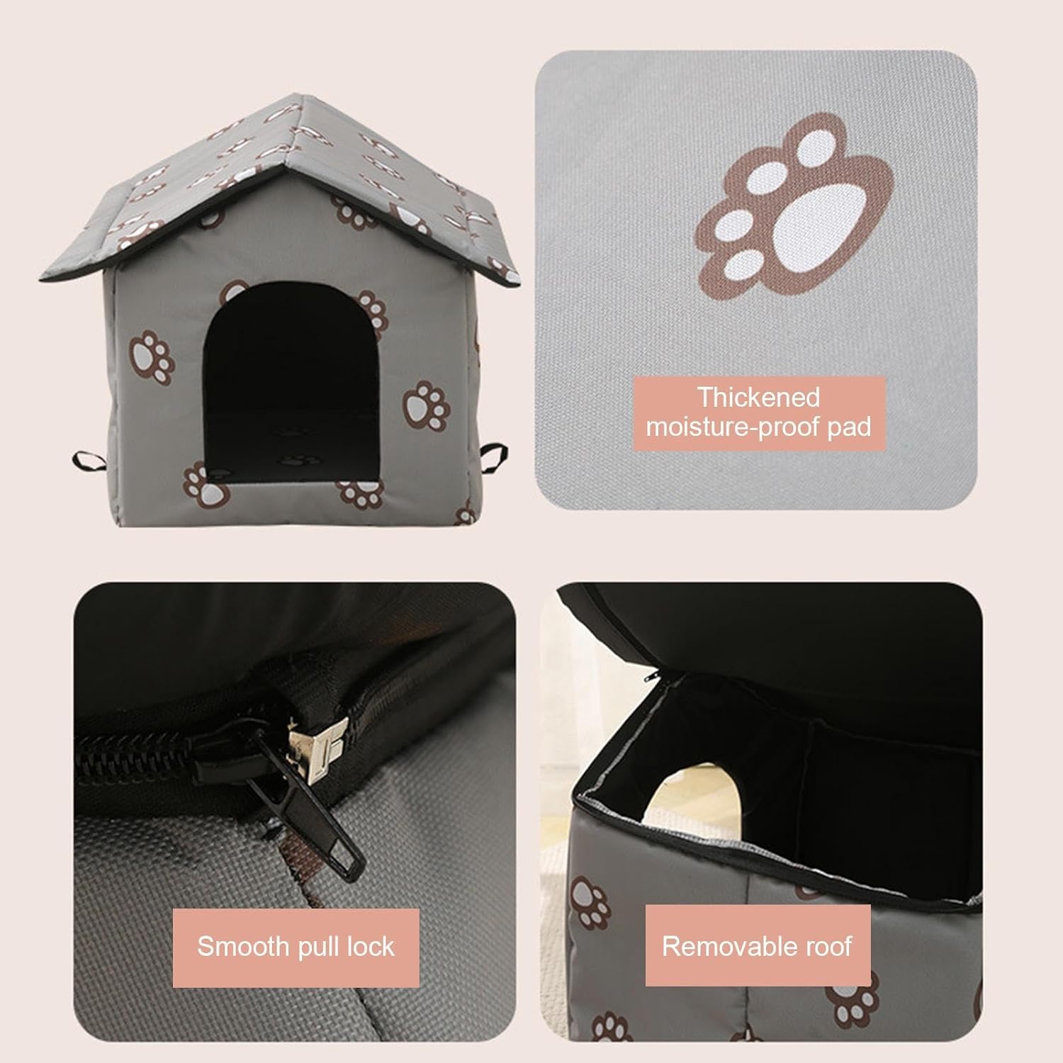 Stray Dogs Shelter - Outside Animal Tunnel, Outdoor Cat House | Rainproof Stray Cats Dogs Tent Shelter Cave with Detachable Bed, Comfortable Heated Animals Houses for All Weathers Animals