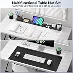 KDD Pad à clé de souris avec ensemble d'organisateur magnétique, 6 en 1 Tapis de bureau avec accessoires de rangement DIY Caractéristiques pour le support de téléphone / tablette / support de cup / carte / support Pen / gestion de câble pour les accessoires de bureau