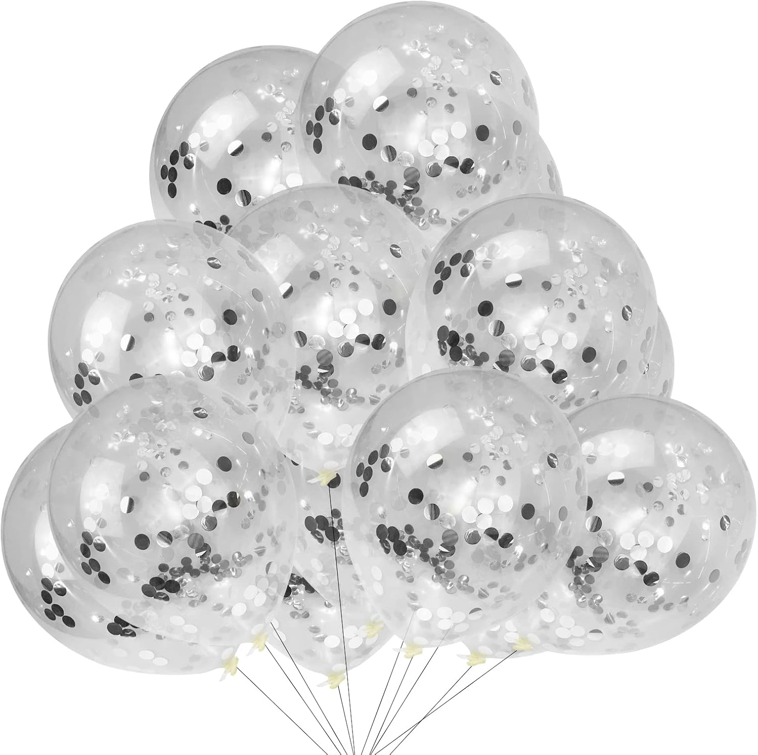 Silver Confetti Latex Balloons, 50pcs 10 Inch Latex Party