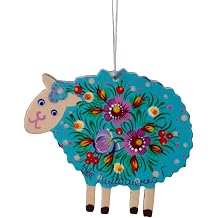 Easter Sheep Ornament Lamb Hanging Decoration 11 X 8.5 X 0.5 Cm Hand-Painted as Window Or Easter Tree Folk Art