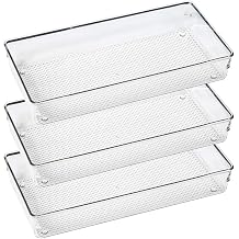 Clear Plastic Drawer Organizer Tray Cutlery Makeup Drawer Organizer 12" x 6" Pack of 3