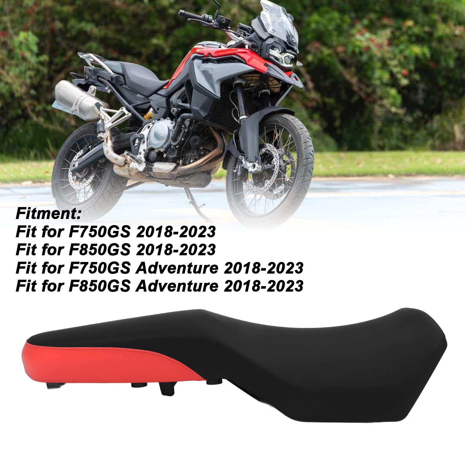 do siedzenia motocyklowego, trwała powierzchnia ze sztucznej skóry i odporna na zarysowania, miękka poduszka z gąbki, amortyzacja wstrząsów, pasuje do modeli F750GS F850GS 2018 (czerwony)