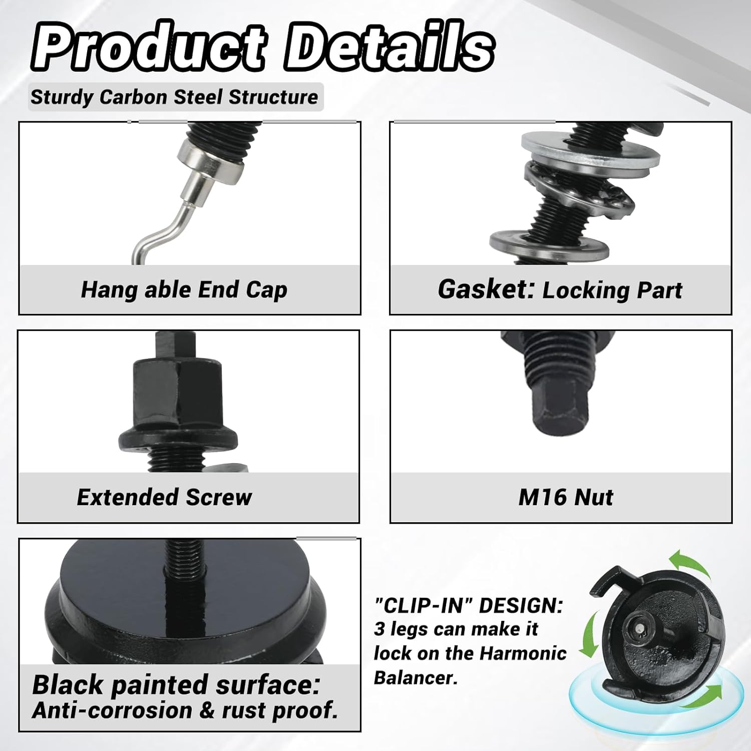 For GM 25264/551141 Harmonic Balancer Puller and LS Harmonic Balancer Installer Fit for GM 1997-UP V8 LS1 LS2 LS3 LS4 LSX LSA LS6 LQ4 LQ9 Crank Pulley Puller and Installer Set for GM LS LT Engines