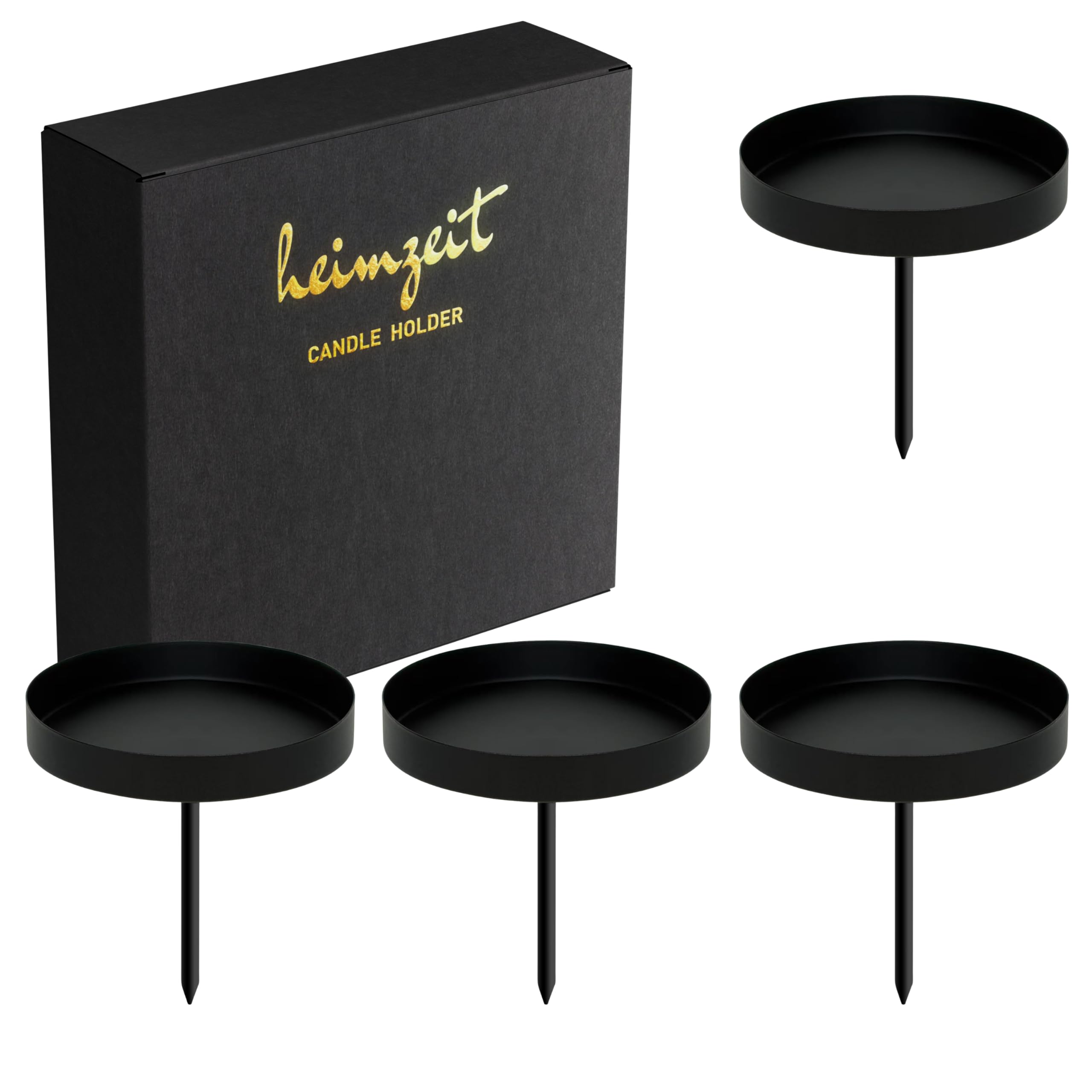 Heimzeit Porte-Bougies à Piquer Pour Bougies Effilées Et Bougies De Table En Métal [4 Pièces, Blanc] Design Élégant, Porte-Bougies Pour Couronne De L'Avent Pour Une Décoration Intérieure élégante