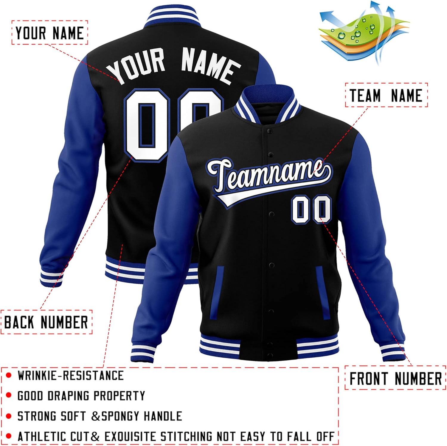 KXK Custom Fashion Varsity Jacket Cotton Blend Letterman Baseball Jacket Unisex Coats Personalized Stitched Name Number - Image 2
