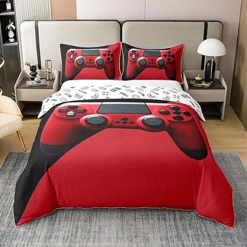 Funda de edredón de 100 % algodón para adolescentes, funda de edredón de videojuegos para niños, niñas, jóvenes, niños, decoración reversible de