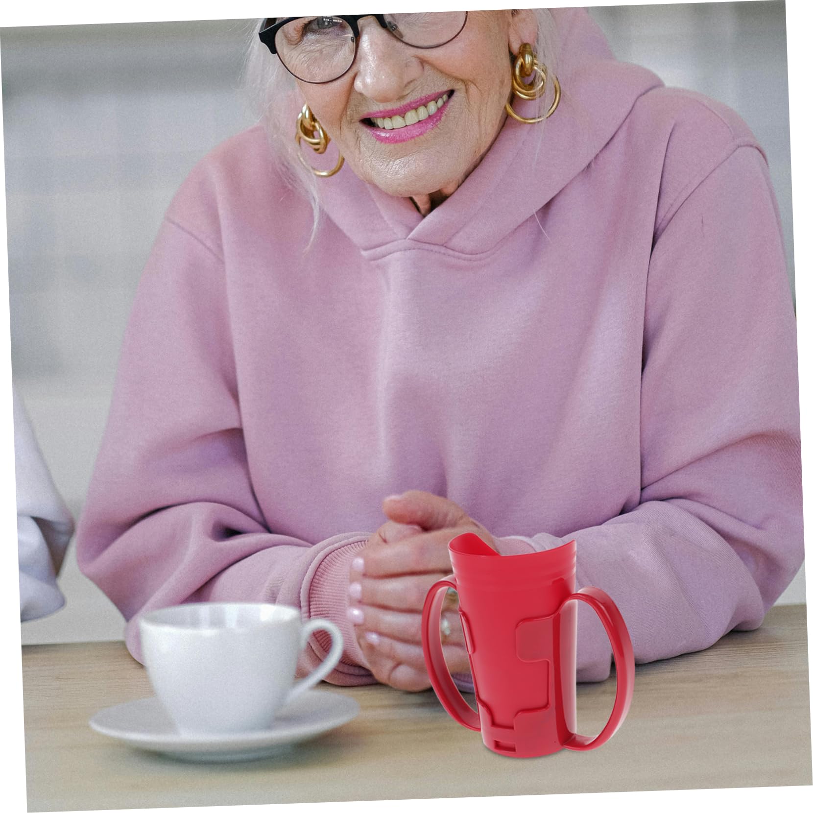 5piezas Taza De Antiderrame Para Pacientes Discapacitados y Ancianos Vaso Inclinado Para La Hidratación Para y Agua Diseño Ergonómico y Práctico Rojo
