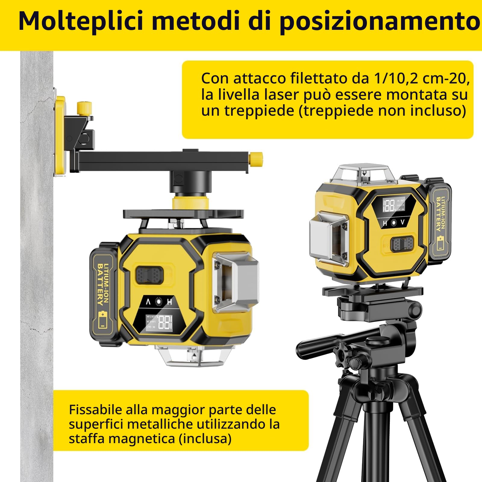 Livella Laser Autolivellante 16 Linee, 4 X 360 °Livello Laser Autolivellante Blu, 2 x Batterie, Autolivellante, Supporto rotante, Telecomando Cabina di rilevamento