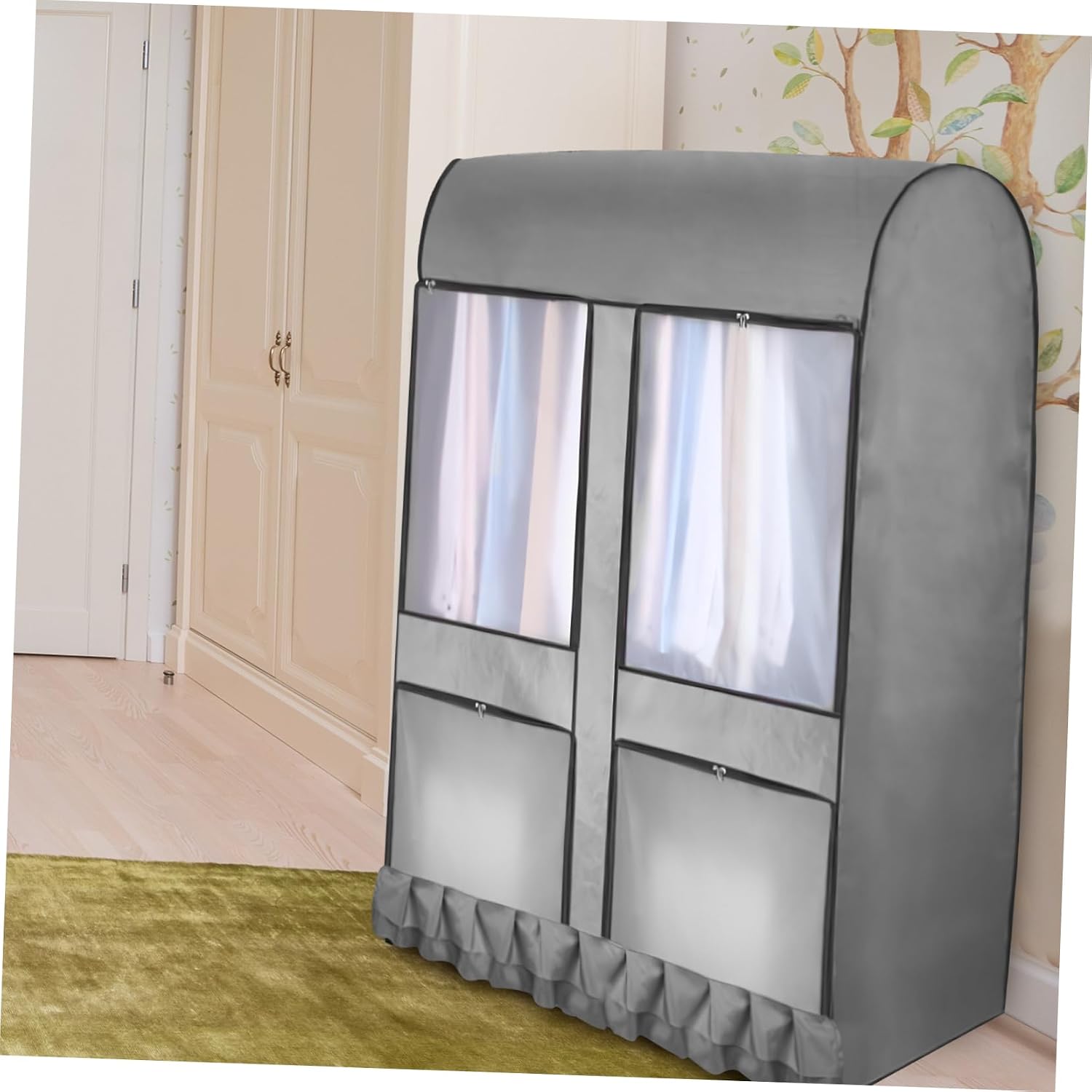 Garneck Oxford Dust Cover for Hanging Clothes Moisture Garment Bag for Suits and Dresses Medium Gray for Seasonal Clothing Protection