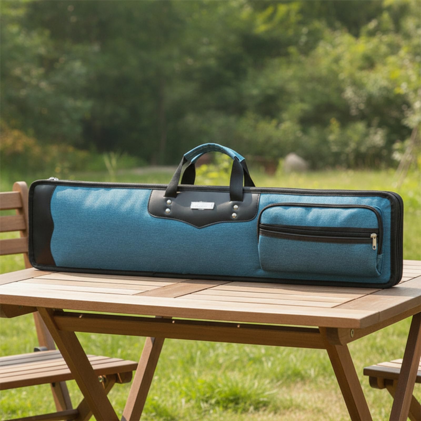 Borsa con Tasca con Cerniera Rigida Custodia Sottile Astuccio per, Studenti di Musica, Array, Blu Opaco