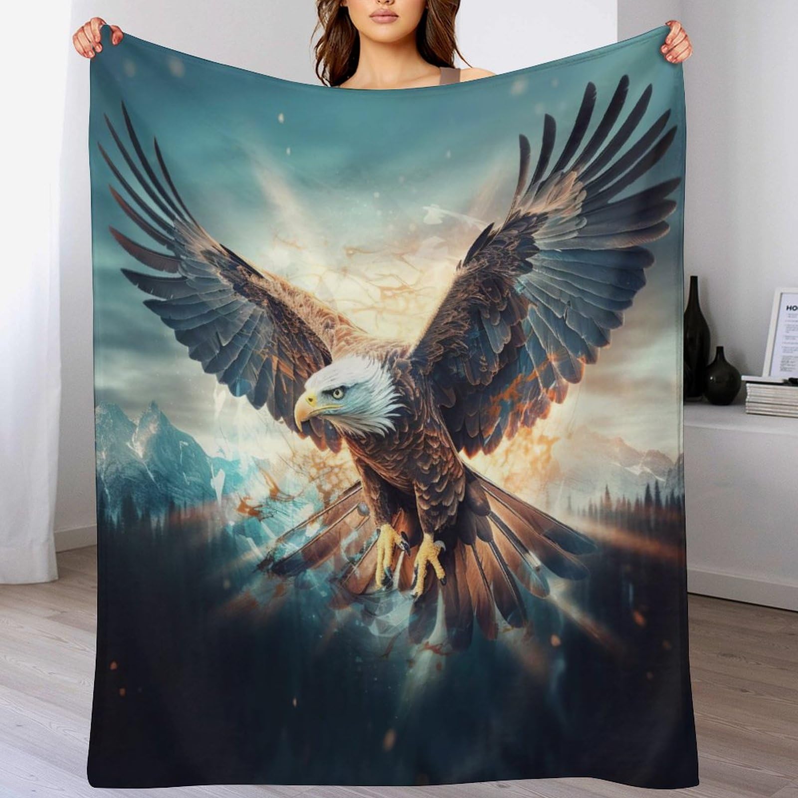 Couverture polaire douce en flanelle thermique Aigle pour lit