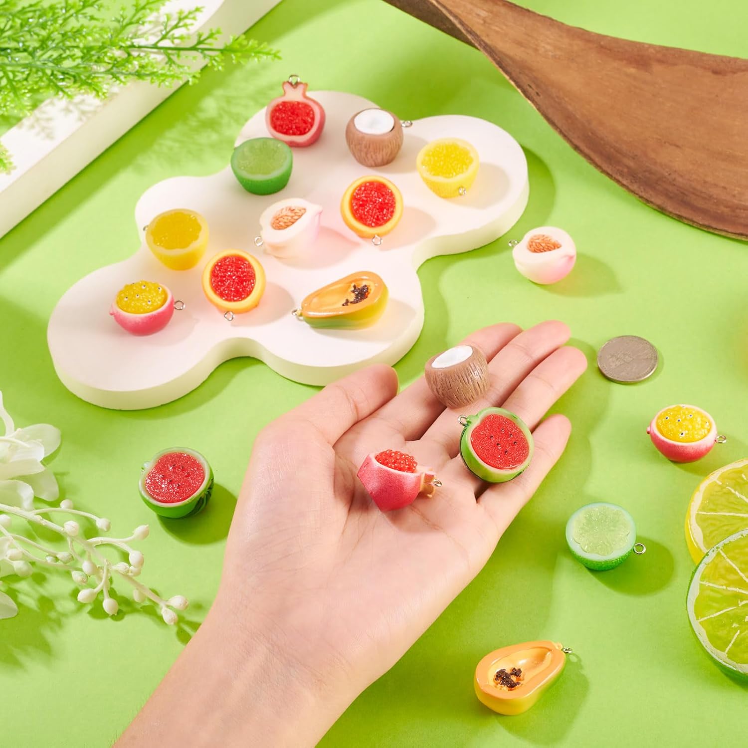 3D Simulation Food Cupcake Charms Cake Bread Fruit Ice Cream Doughnut Opaque Resin Pendant with Platinum Tone Loops for Jewelry Making DIY Craft Necklace Earring Keychain image 4