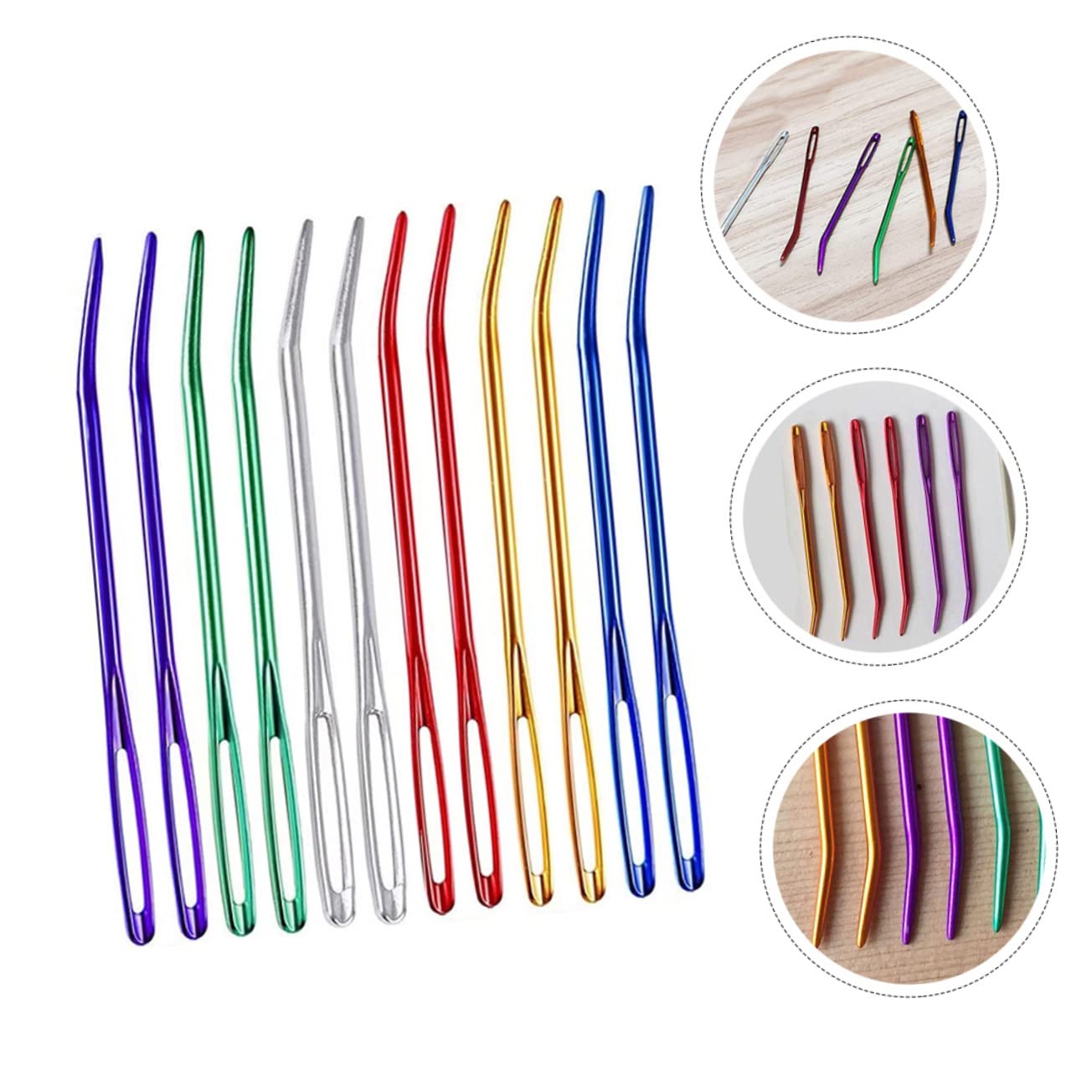 TEHAUX 60 Pz occhiello ago da tappezzeria in alluminio aghi ago da cucito portatile knitting needles spilli da cucito ago filato professionale ago per filo di sicurezza Colorful