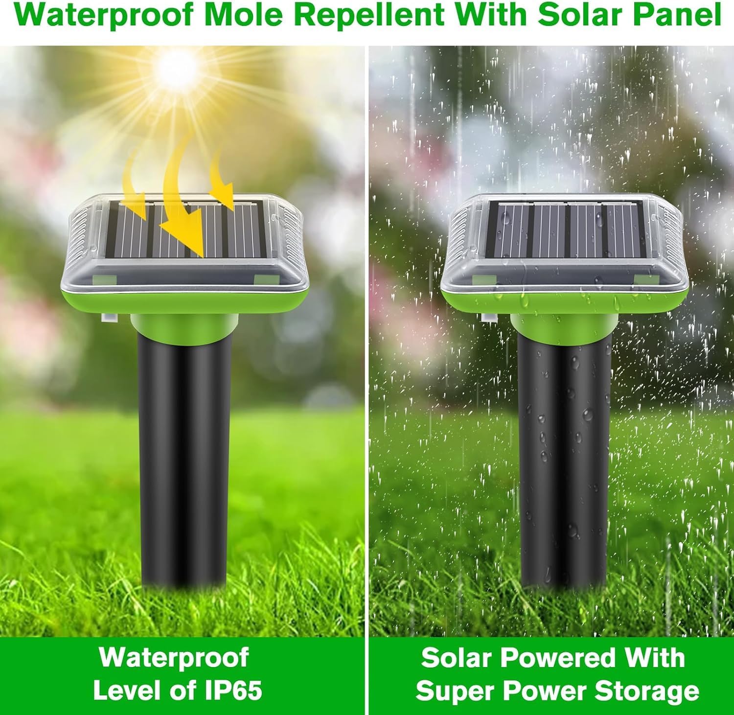 Repellente per talpe ad ultrasuoni per esterni, confezione da 6, alimentato a energia solare, per prato, cortile e giardino, trappole impermeabili per talpe, respinge efficacemente la mosca e il