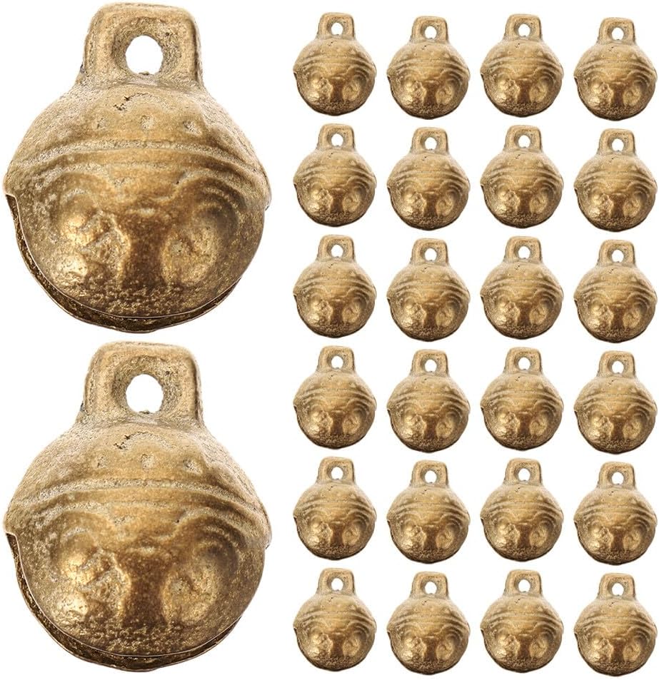 DOITOOL 40pcs Vintage Copper Bells: Mini Jingle Bells Beads for DIY Craft Jewelry Findings Christmas Wind Chimes Making Wedding Doors Crafts
