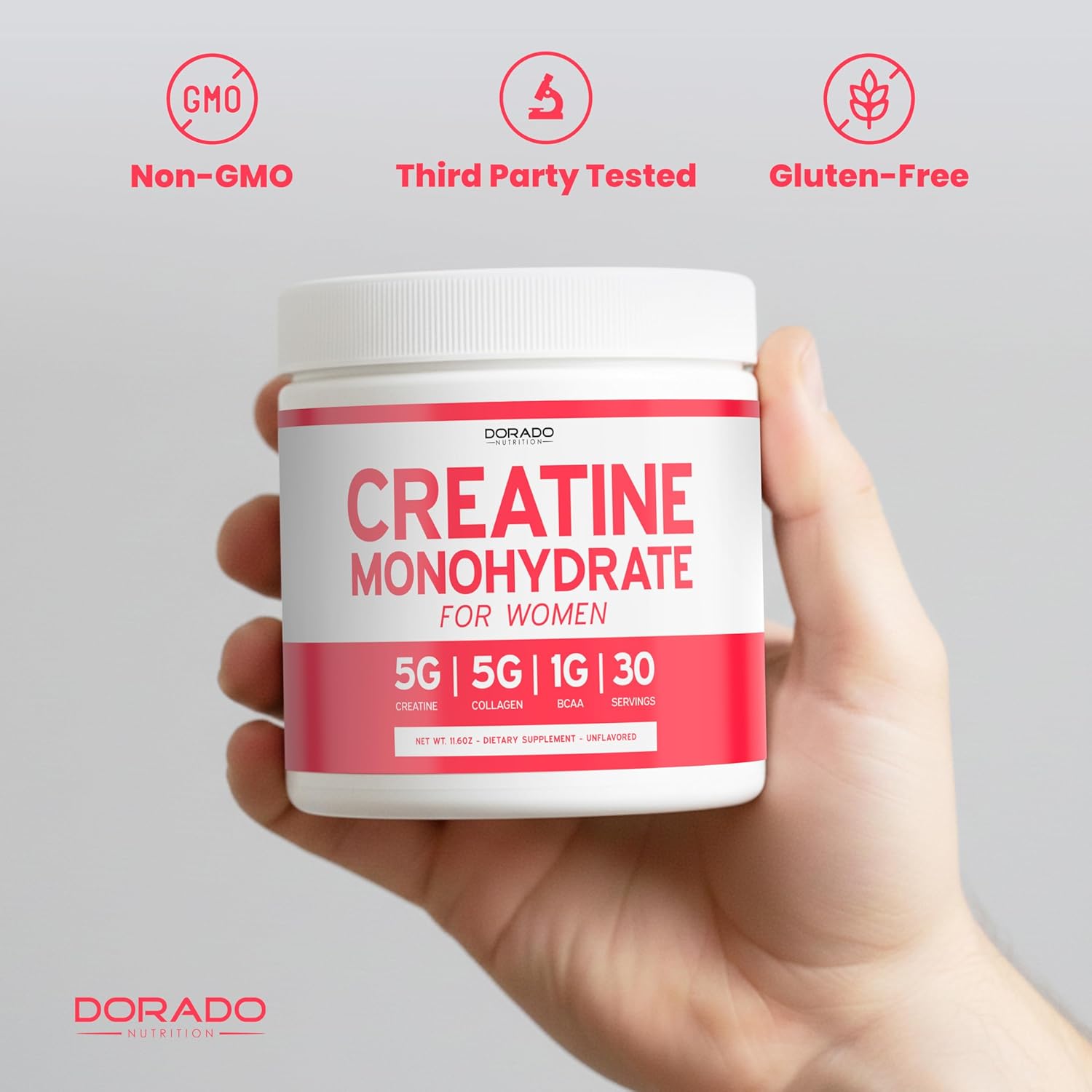 Creatine for Women | Creatine Monohydrate Powder 5G + 5000mg Collagen + 1000mg BCAA 2:1:1 Powder (30 Serving) Support Glutes, Lean Muscles, Recovery, Energy & Stamina Non-GMO, Gluten Free - USA Made - Image 7