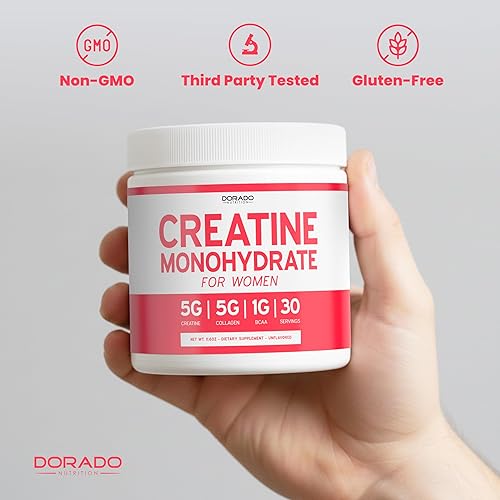 Miniatura 7 de Creatina para Mujeres | Polvo de Monohidrato de Creatina 5G + 5000mg de Colágeno + 1000mg de BCAA 2:1:1 en Polvo (30 Porciones) Apoyo para Glúteos,