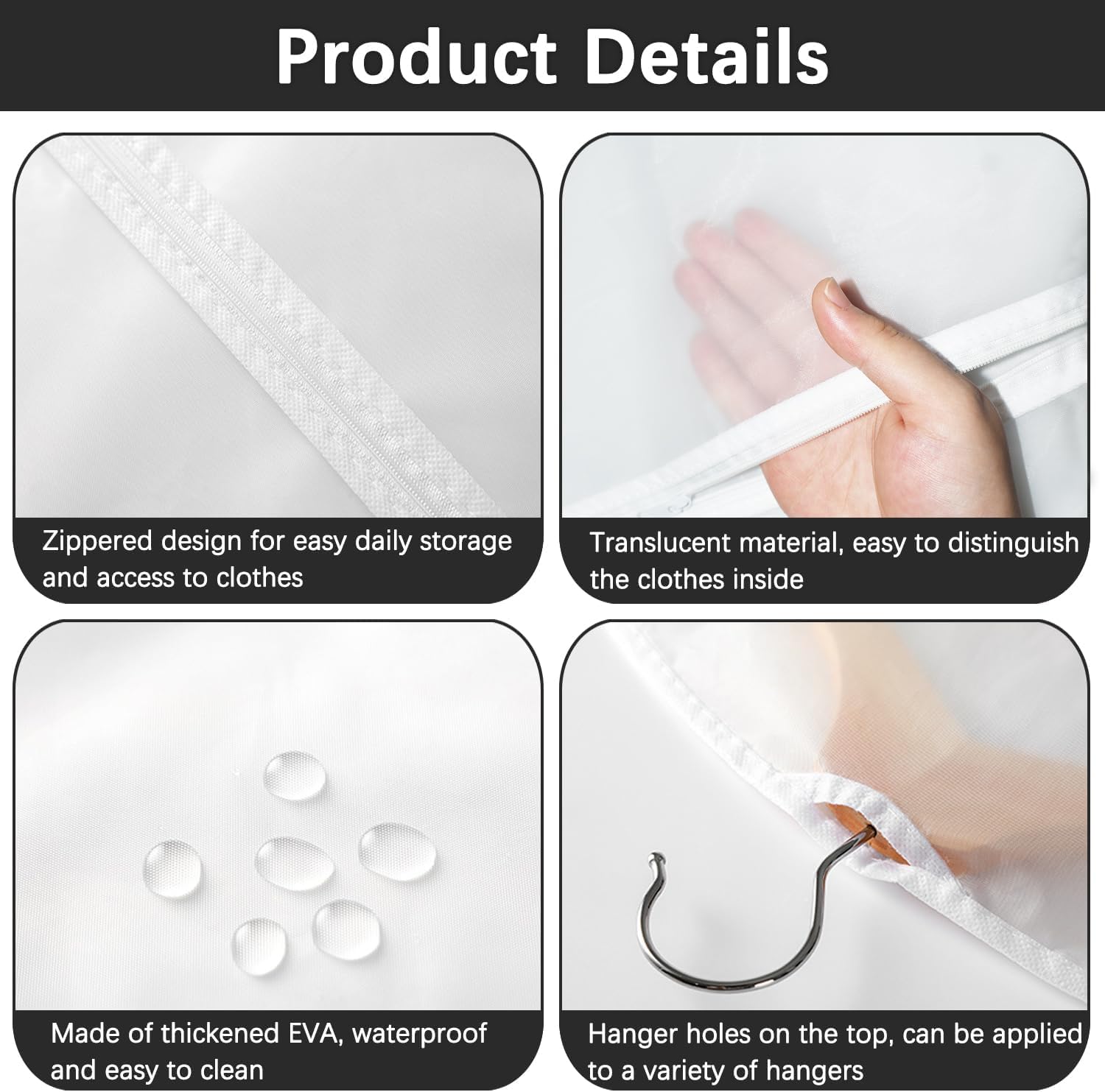 Lot De 10 Housses à Vêtements Avec Fermeture Éclair 60x100cm - Protection Transparente Pour Costumes, Robes Et Vestes